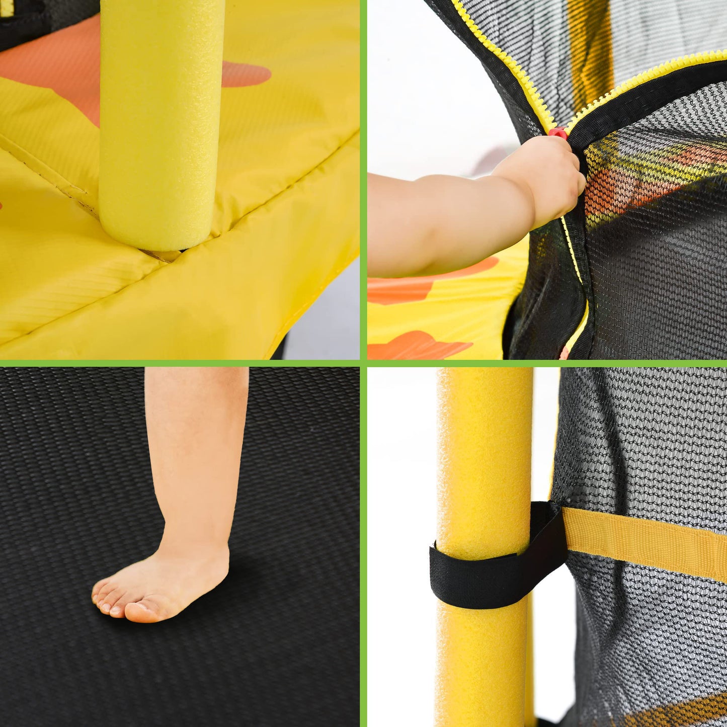 55 Inch Kids Trampoline with Safety Enclosure Net, 4.5FT Outdoor Indoor Trampoline for Kids (Yellow)