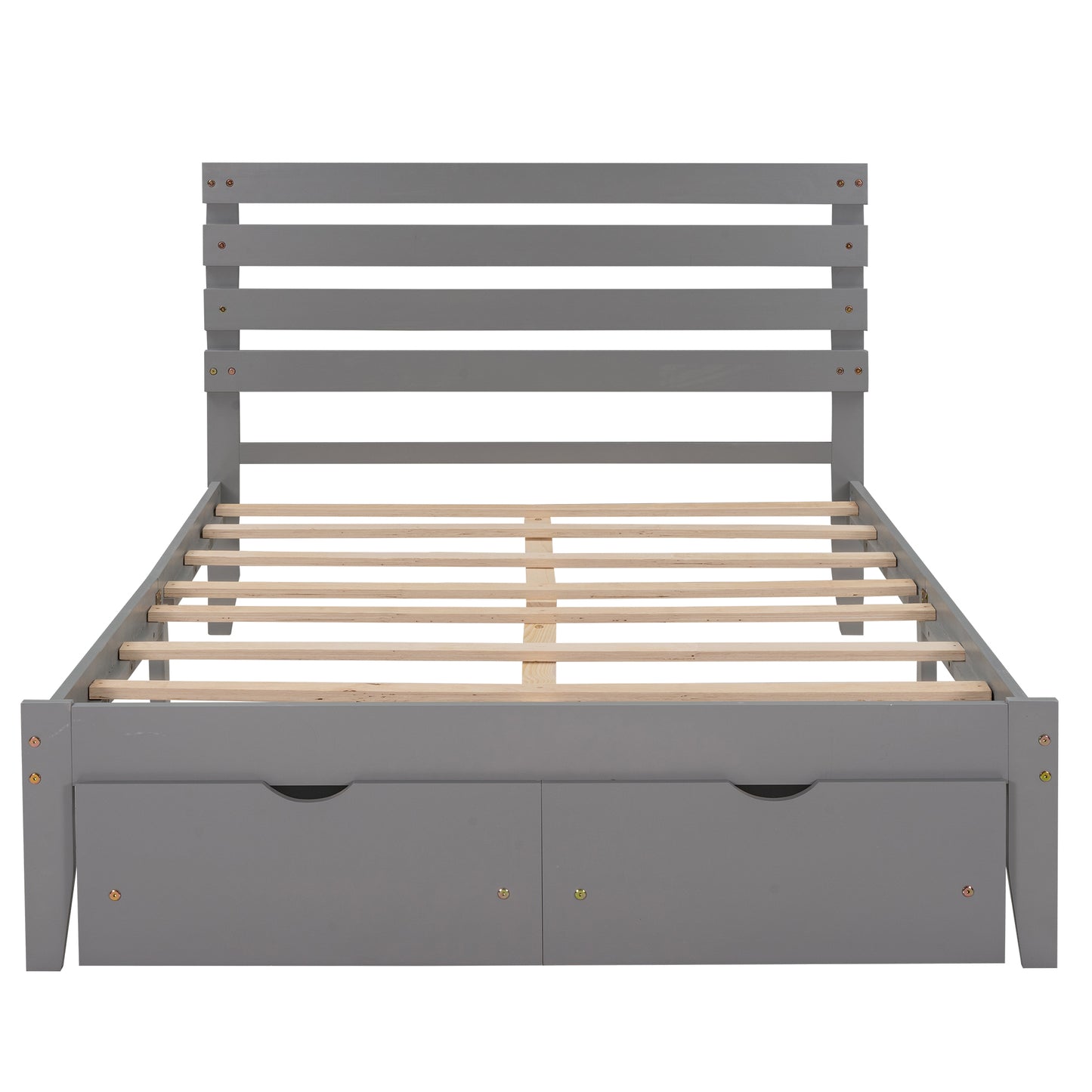 Full Size Platform Bed with Drawers, Gray