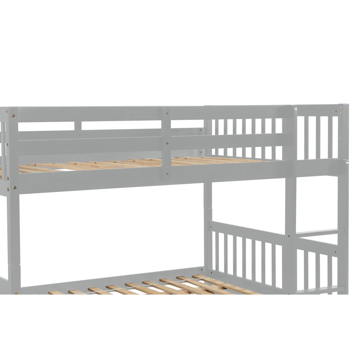 Convertible Grey Full Over Full Bunk Bed with Trundle