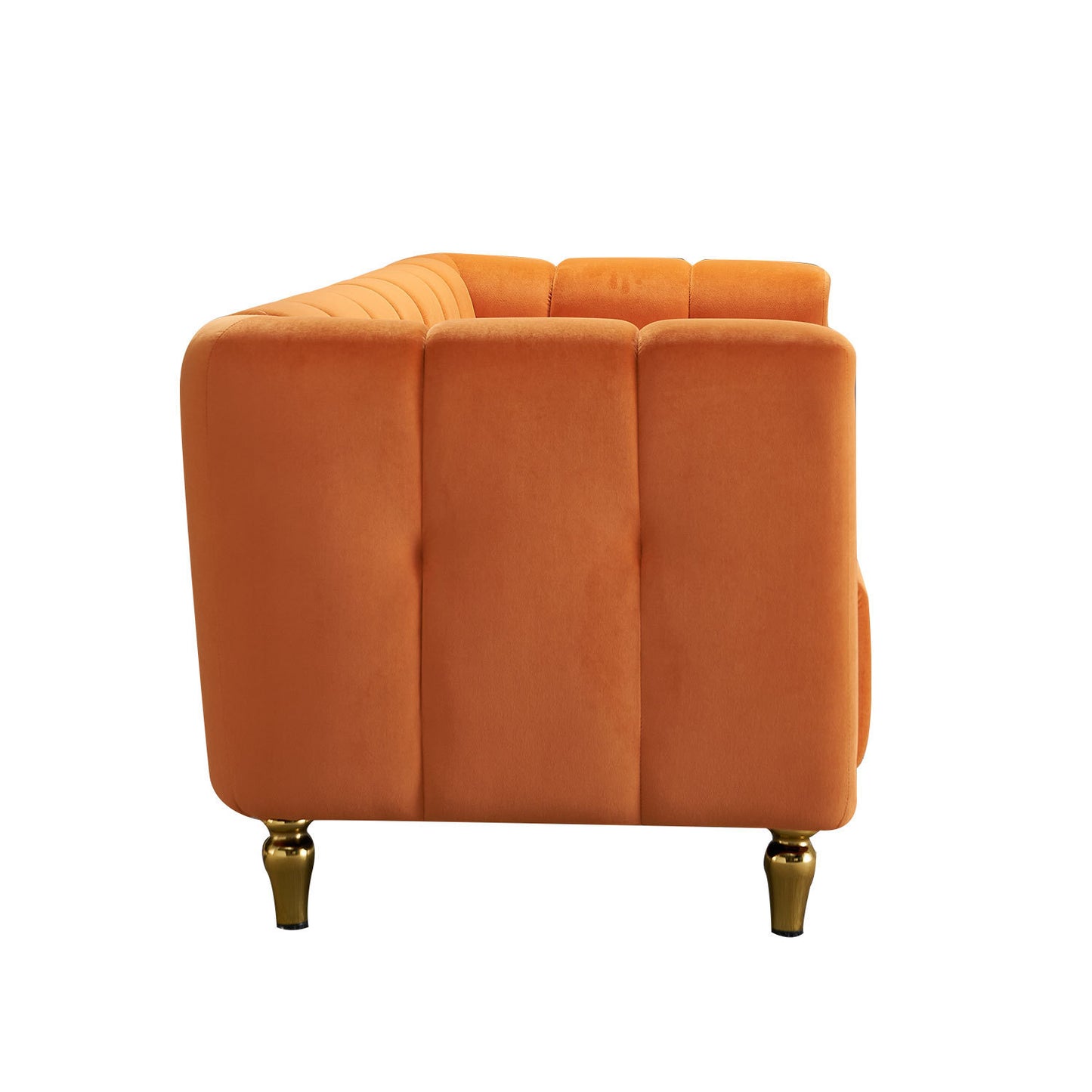 Modern Velvet Sofa 83.07 inch for Living Room Orange Color