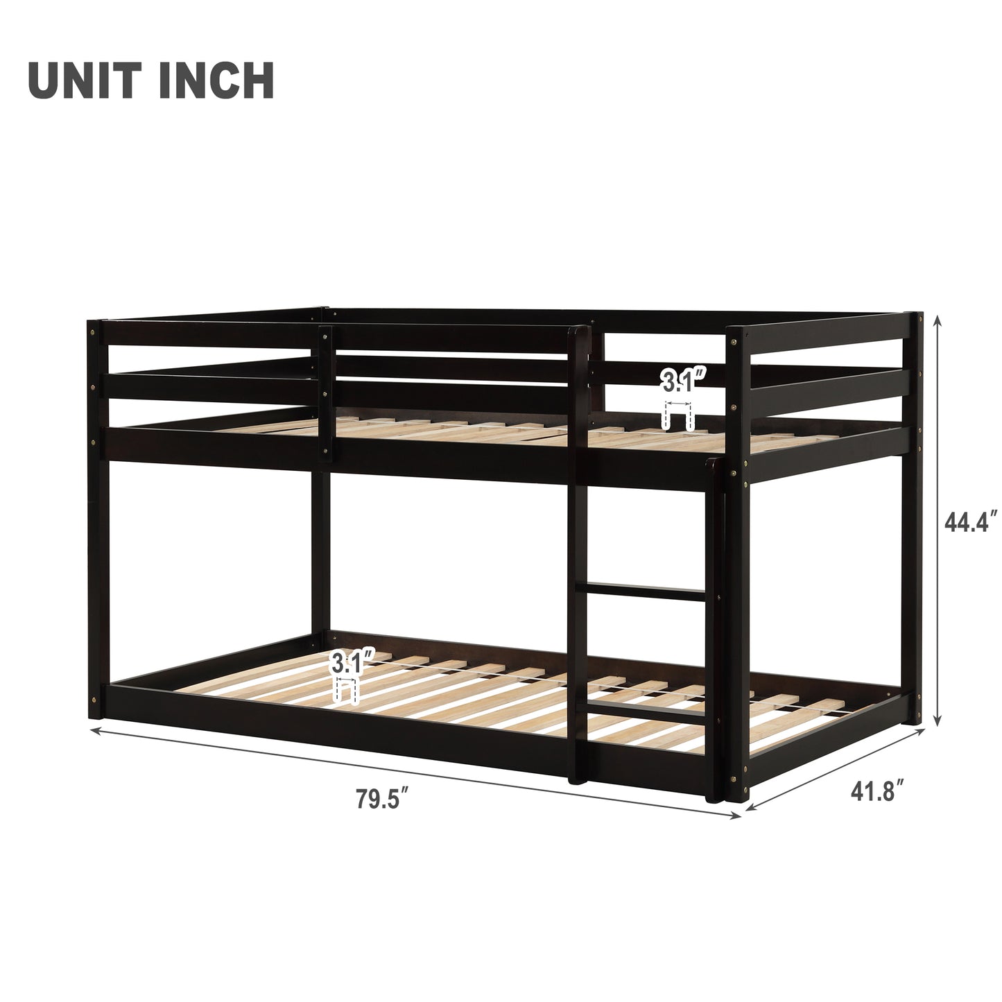 Spacious Espresso Twin Bunk Bed