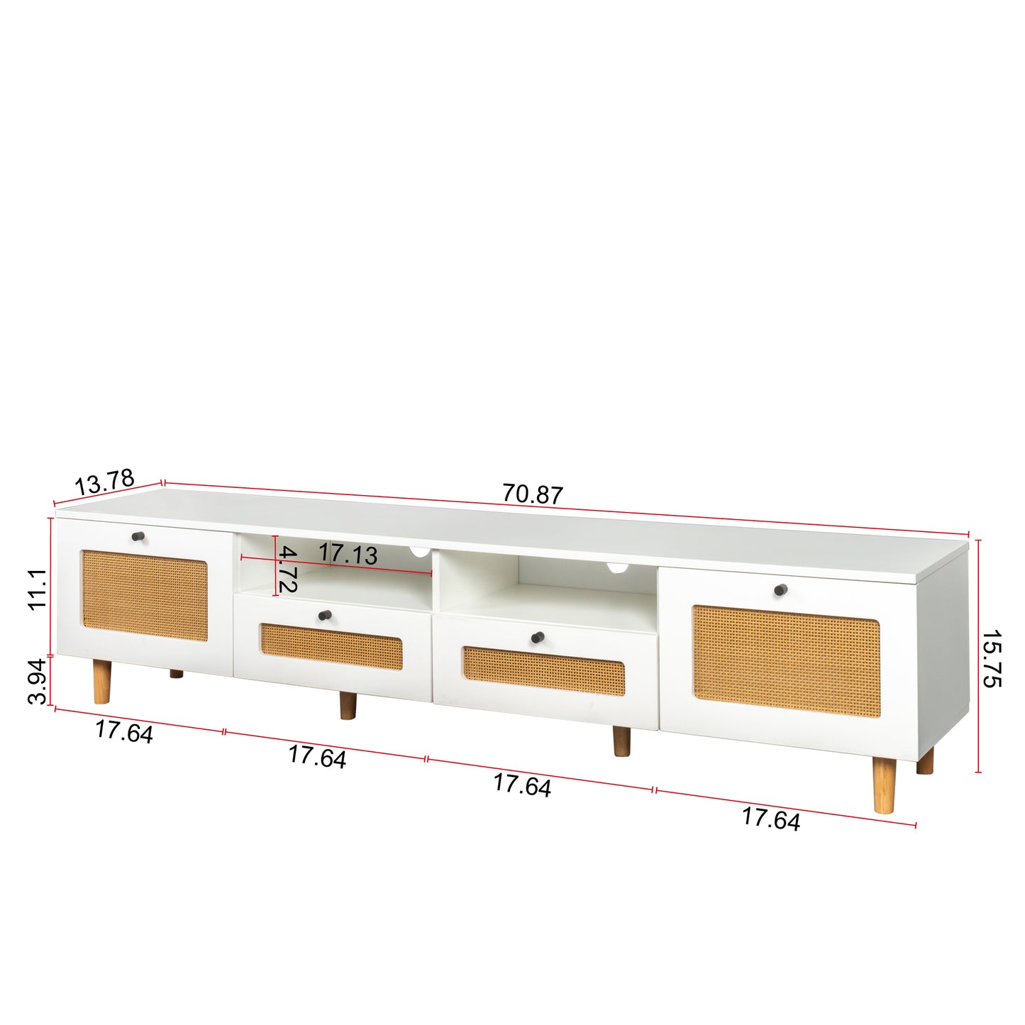 Rustic TV Console Stand with Wood Finish and Ample Storage Options