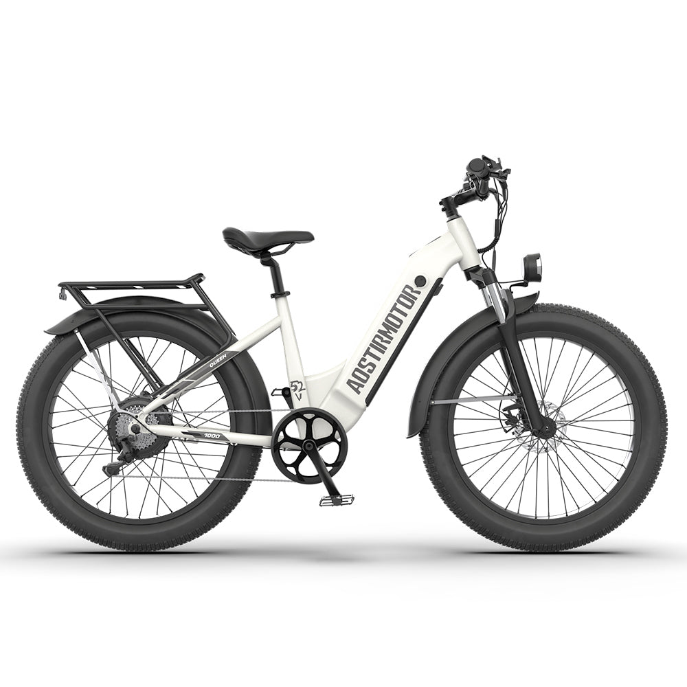 AOSTIRMOTOR new pattern 26" 1000W Electric Bike Fat Tire 52V15AH Removable Lithium Battery for Adults(white)