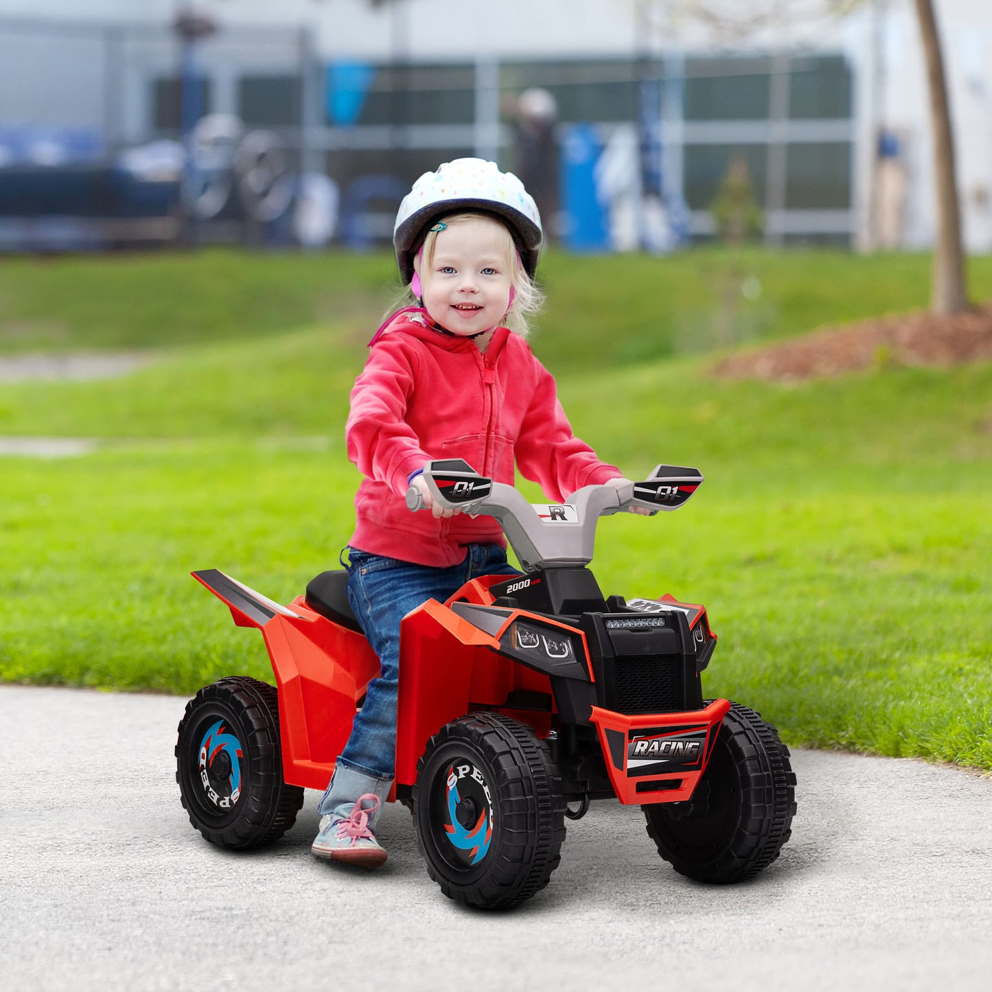 Kids ATV Quad Car, 6V Four-Wheeler for Kids with Forward Backward Function, Wear-Resistant Wheels for Toddlers Ages 18-36 Months, Red