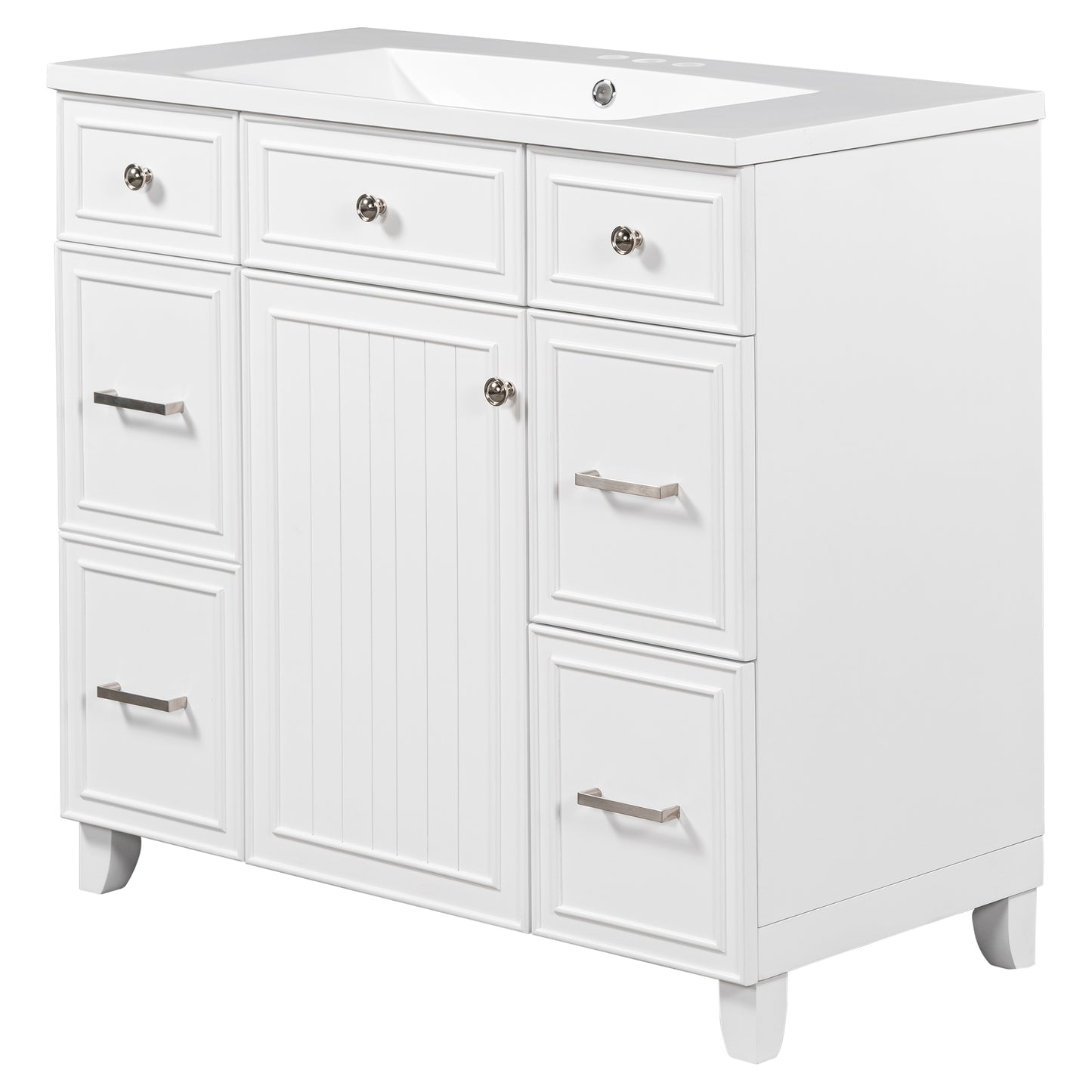 36" Bathroom Vanity Cabinet with Sink Top Combo Set,White,Single Sink,Shaker Cabinet with Soft Closing Door and Drawer