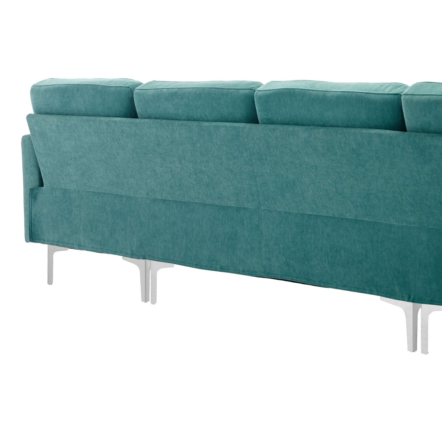 Elegant Green Velvet L-Shape Sectional Sofa with Movable Ottoman