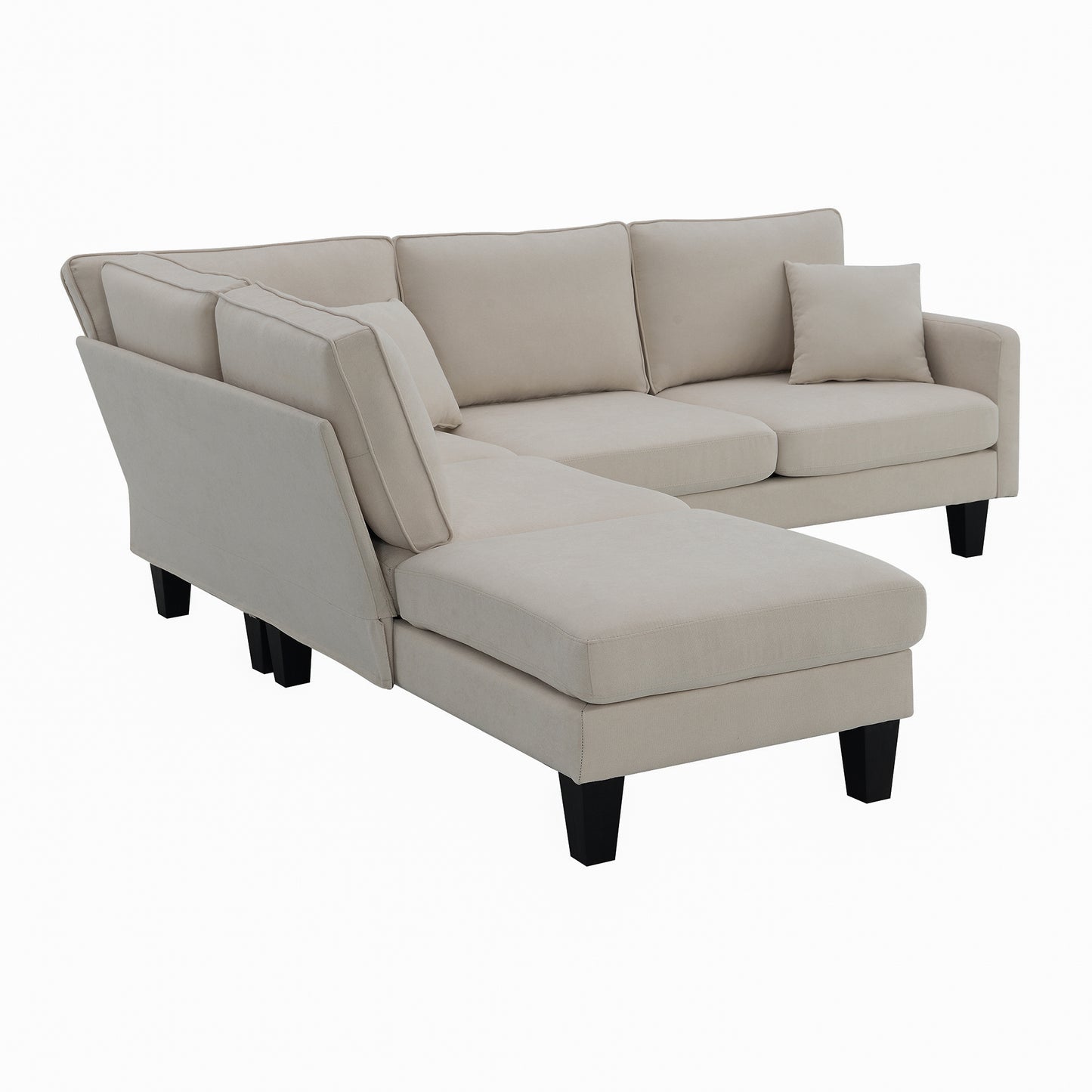 Terrycloth Minimalist L-Shaped Sectional Sofa with Chaise Lounge