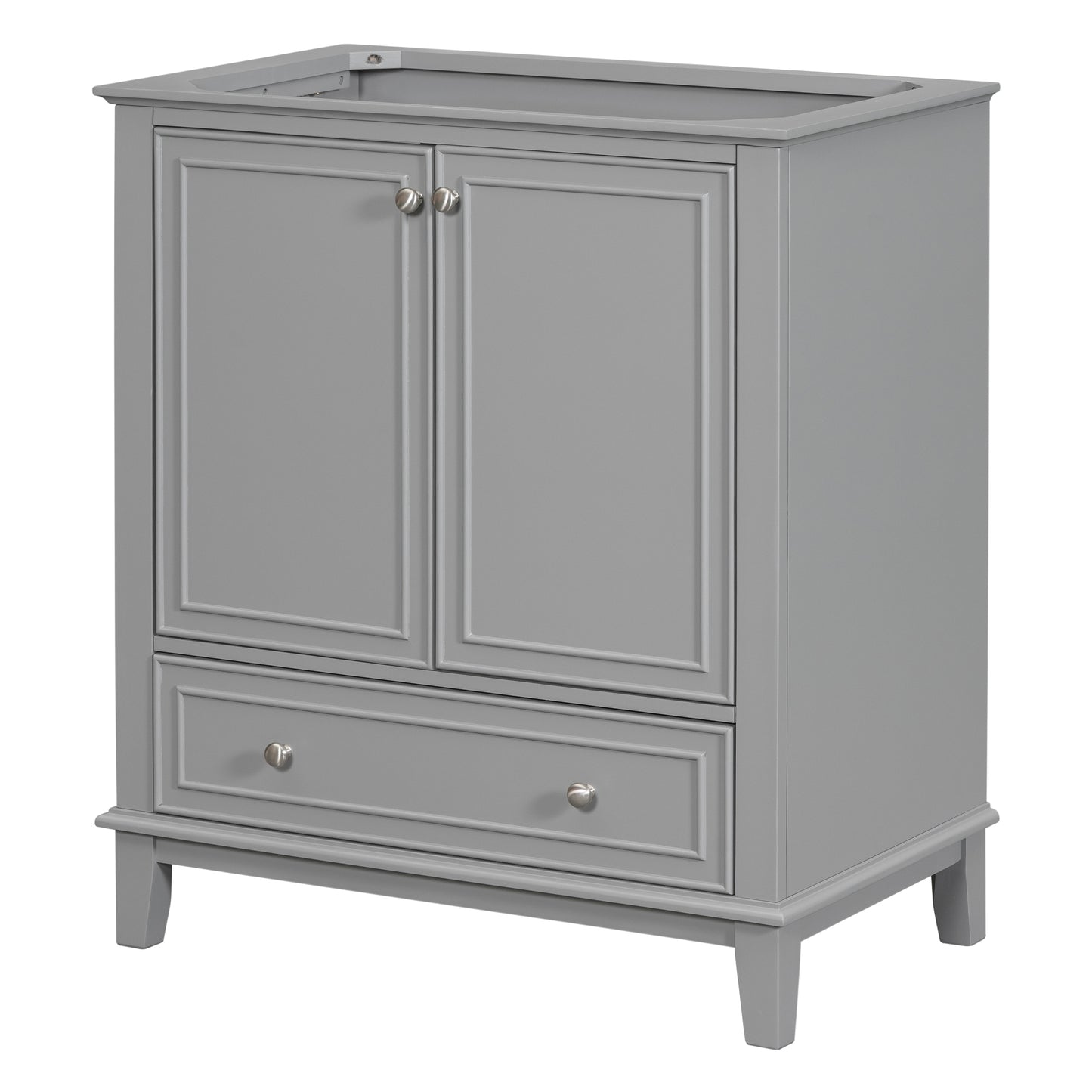 30" Bathroom Vanity without Sink, Base Only, Multi-functional Bathroom Cabinet with Doors and Drawer, Solid Frame and MDF Board, Grey