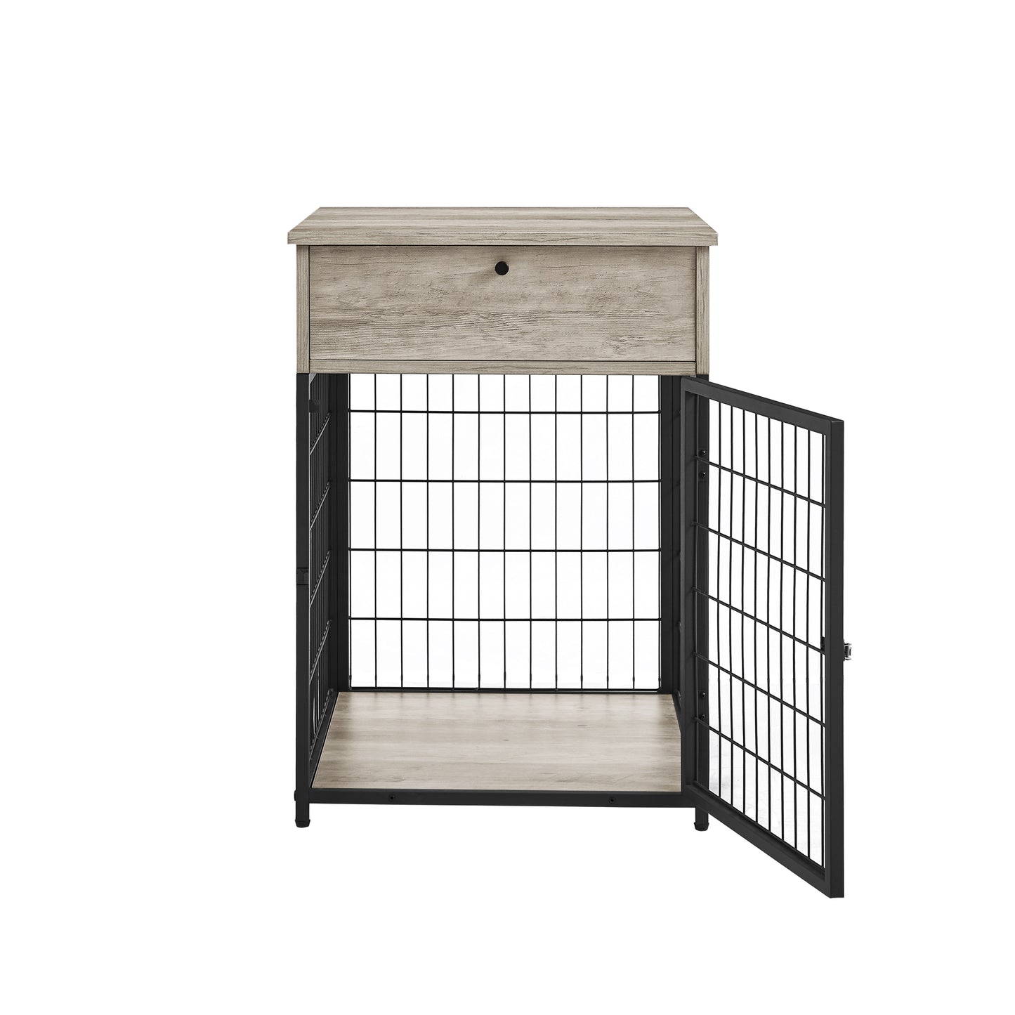 Furniture Style Wood Dog Crate End Table with Storage Console. Grey, 19.69'' W x 22.83'' D x 26.97'' H.