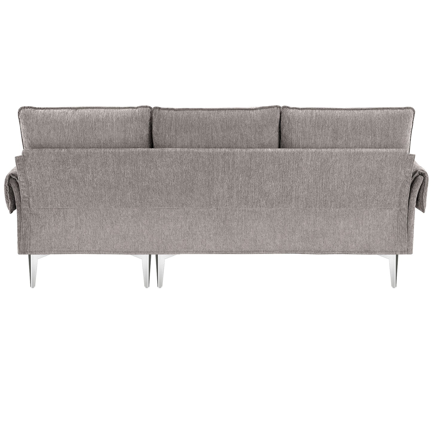 Contemporary Chenille L-Shaped Sectional Sofa with Reversible Chaise and Pillows