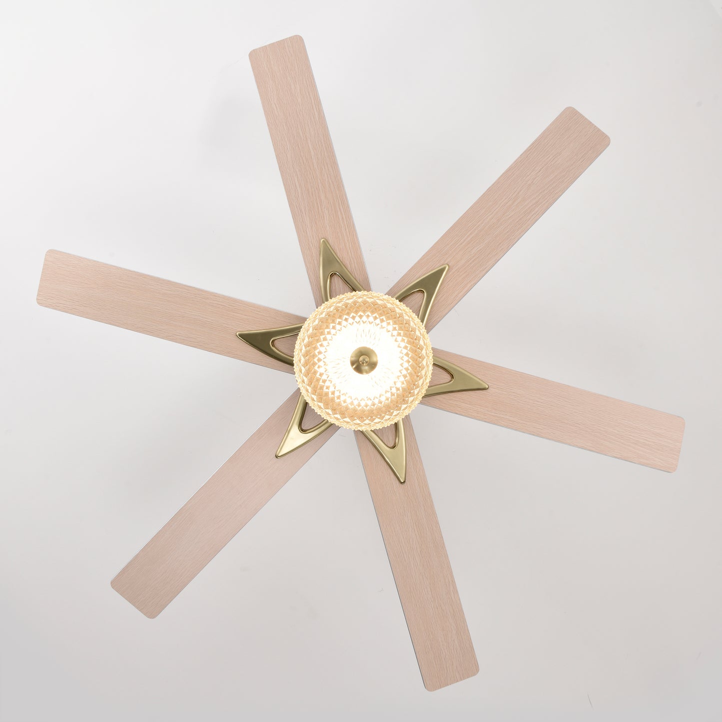 52'' Contemporary Wood Ceiling Fan with Remote Control and LED Light