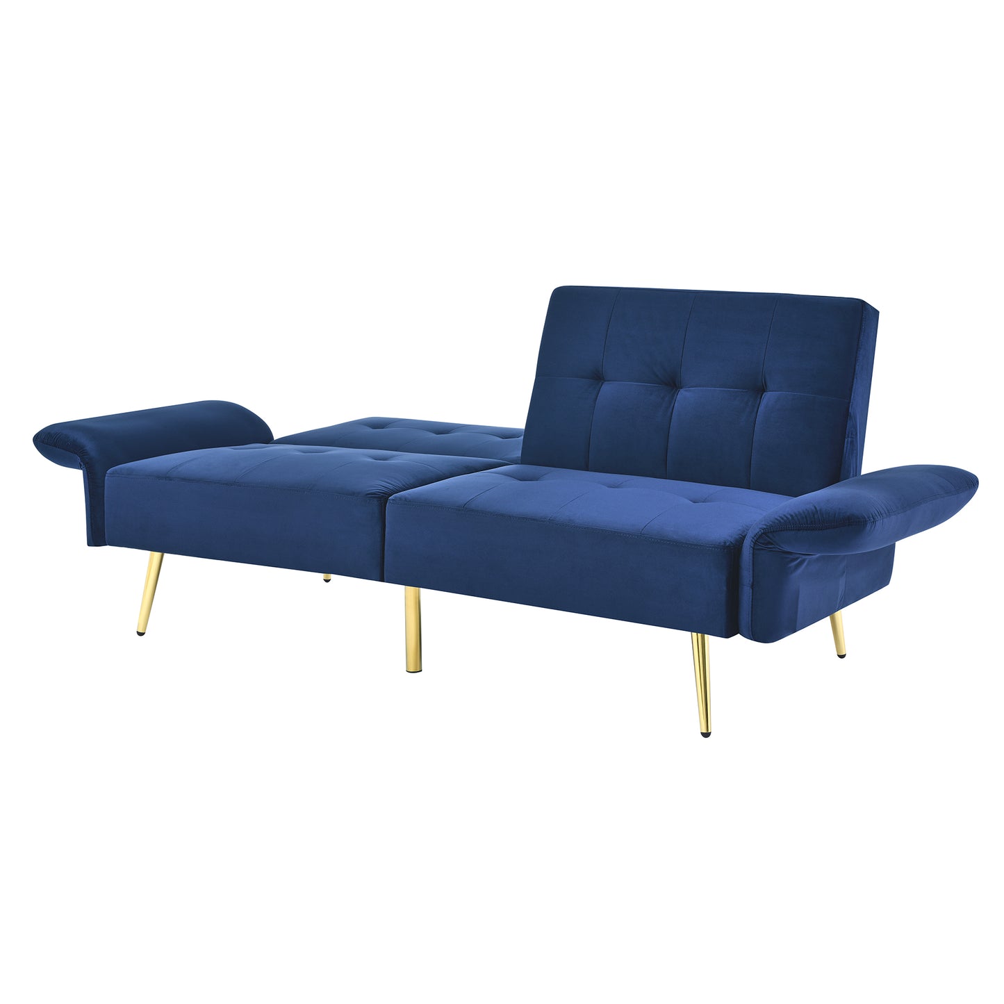 Italian Velvet Convertible Sleeper Loveseat with Storage Bags, Navy