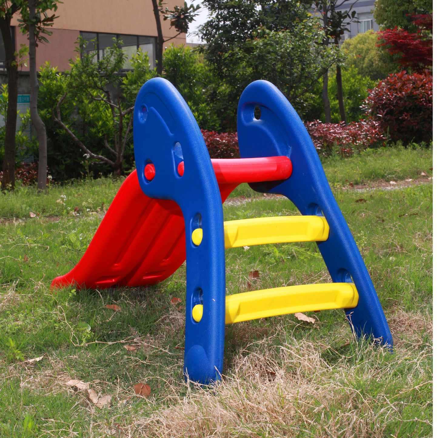 CE Approved Foldable Kids Plastic Slide - Blue Red Yellow