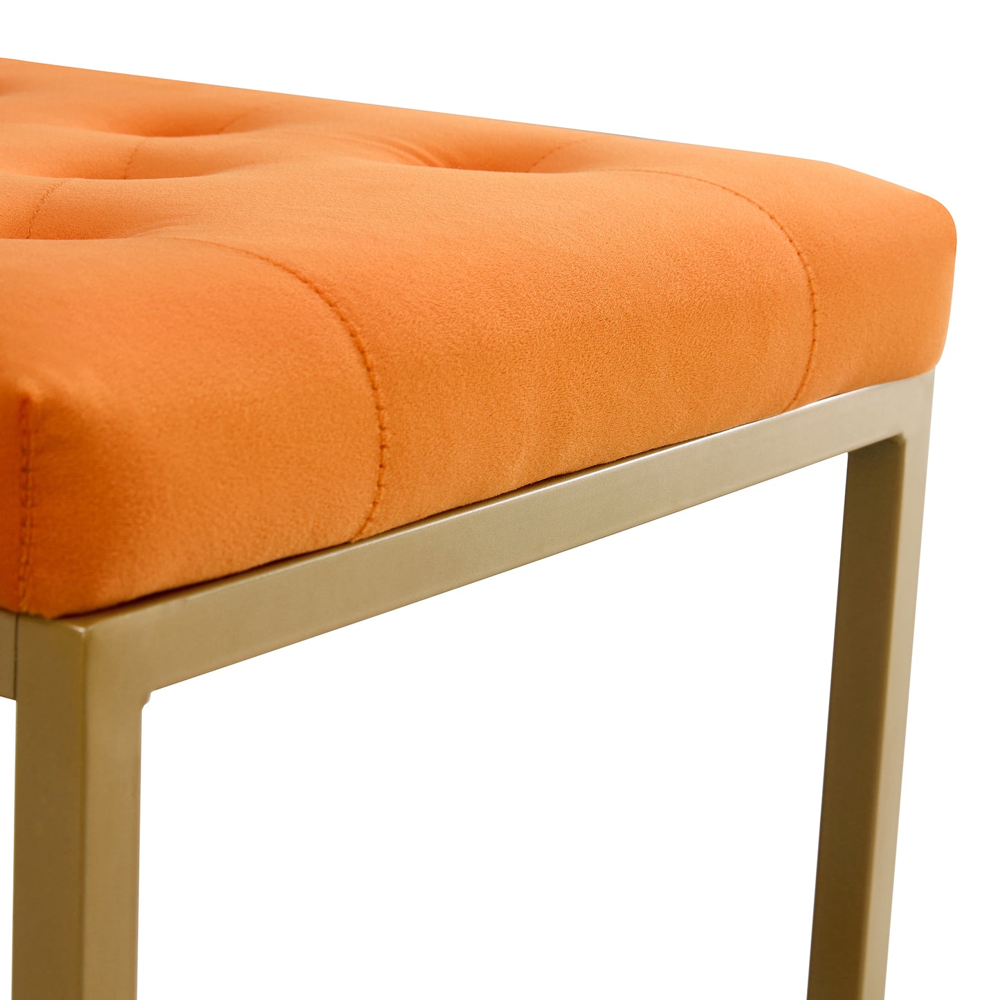 Chair Velvet Shoe Changing Stool, Orange Footstool, Square Vanity Chair, Sofa stool,Makup Stool .Vanity Seat ,Rest stool. Piano Bench .Suitable for Clothes Shop,Living RoomST-001-OR