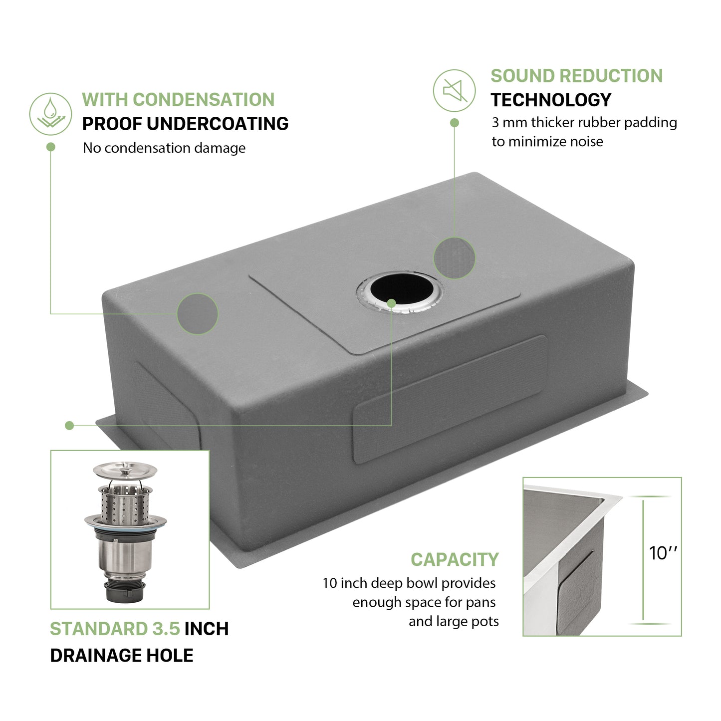 32-Inch Stainless Steel Undermount Kitchen Sink with Accessories