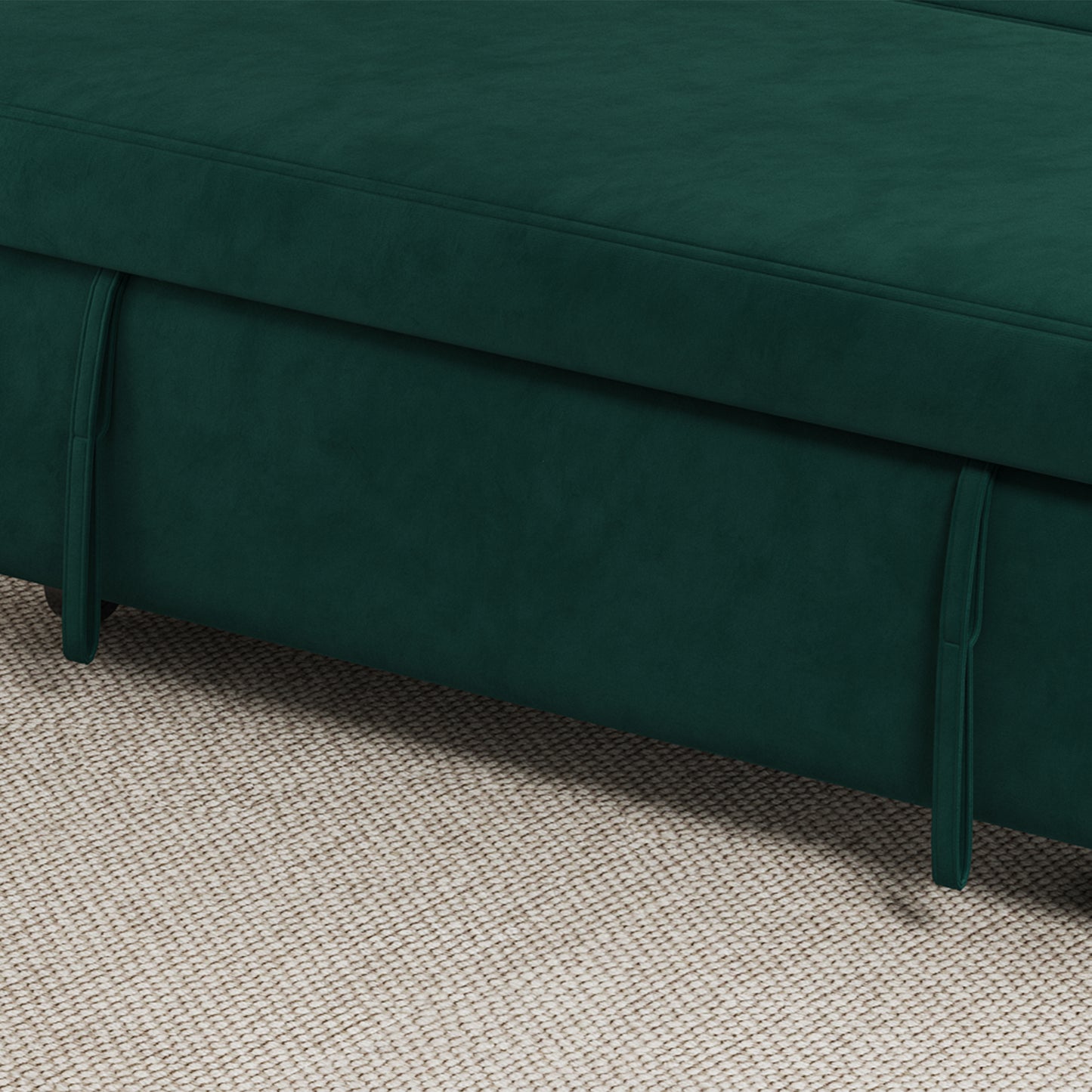 Sofa Pull Out Bed Included Two Pillows 54" Green Velvet Sofa for Small Spaces