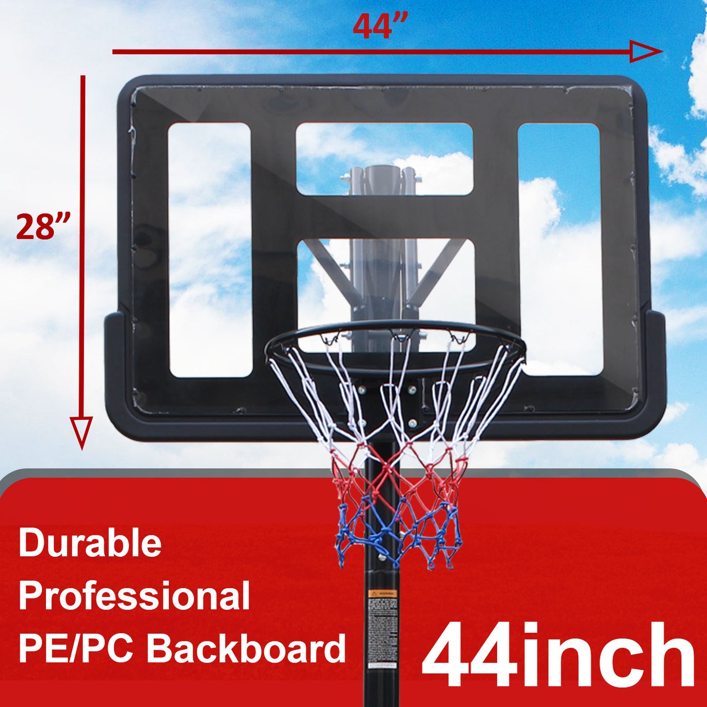 Teenagers Portable Basketball Hoop Height Adjustable basketball hoop stand 6.6ft - 10ft with 44 Inch Backboard and Wheels for Adults Teens