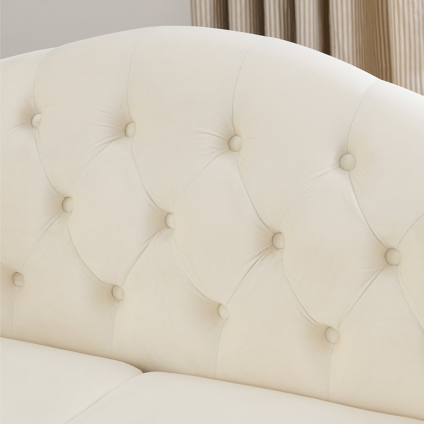 Beige Velvet 3-seater and 2-seater Combination Sofa