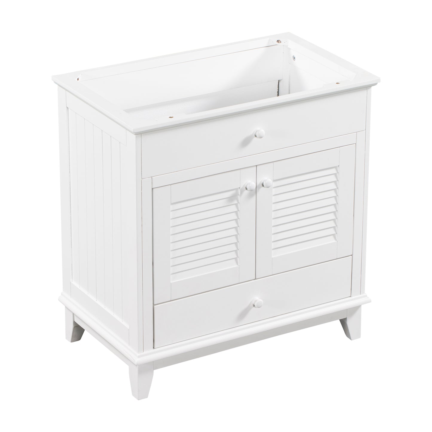 30" Bathroom Vanity Base without Sink, Bathroom Cabinet with Two Doors and One Drawer, White