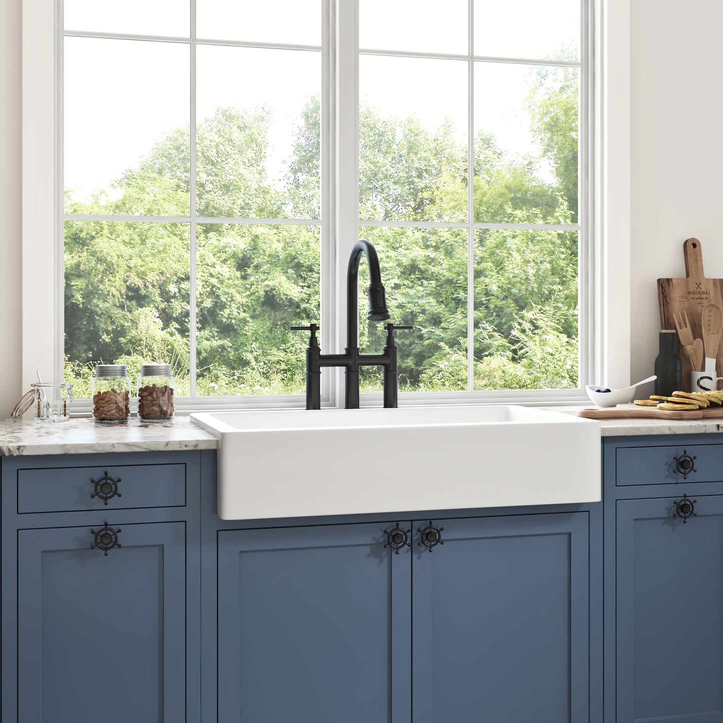 Deep White Farmhouse Kitchen Sink with Single Bowl