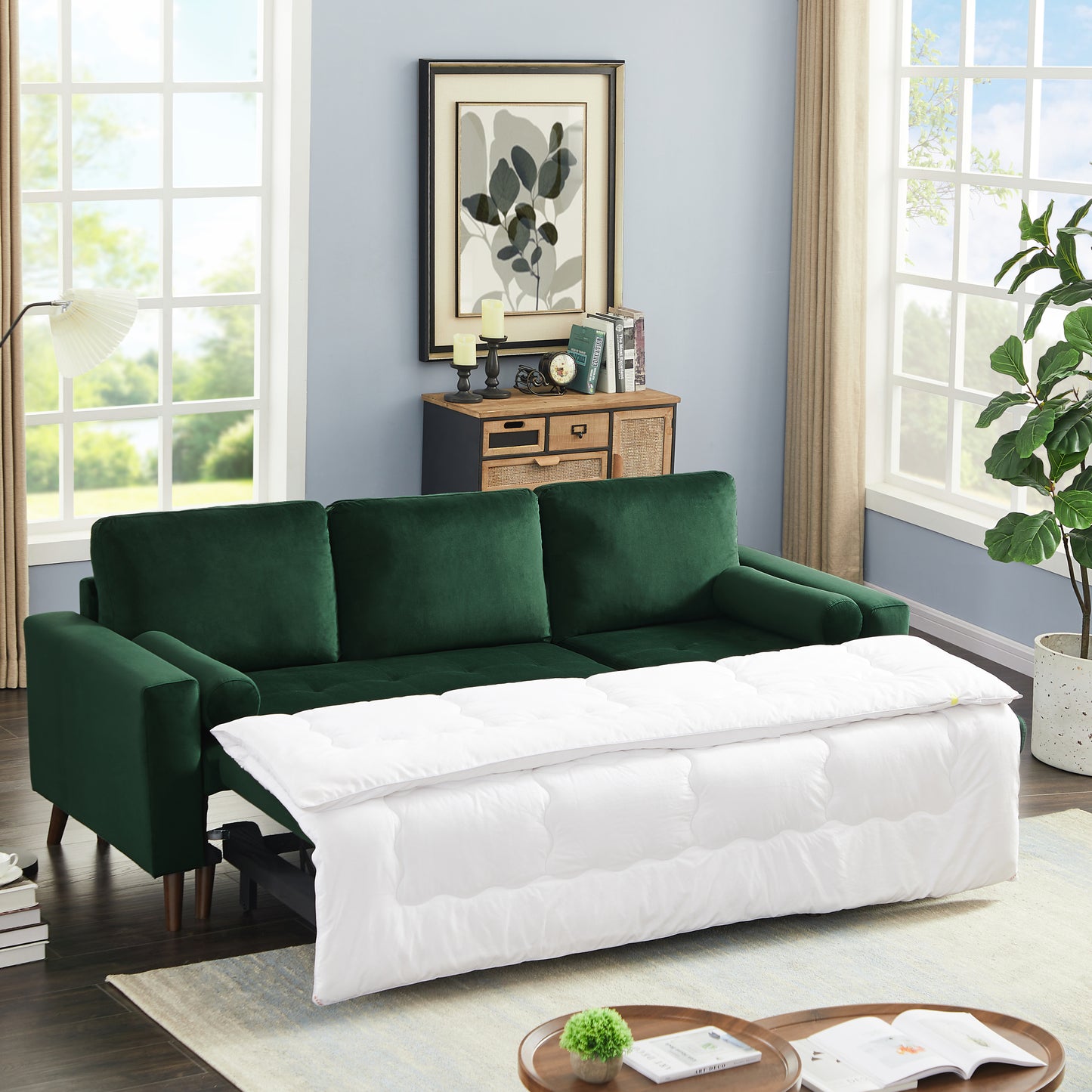 Corner Sleeper Sectional Sofa with Reversible Chaise and Storage