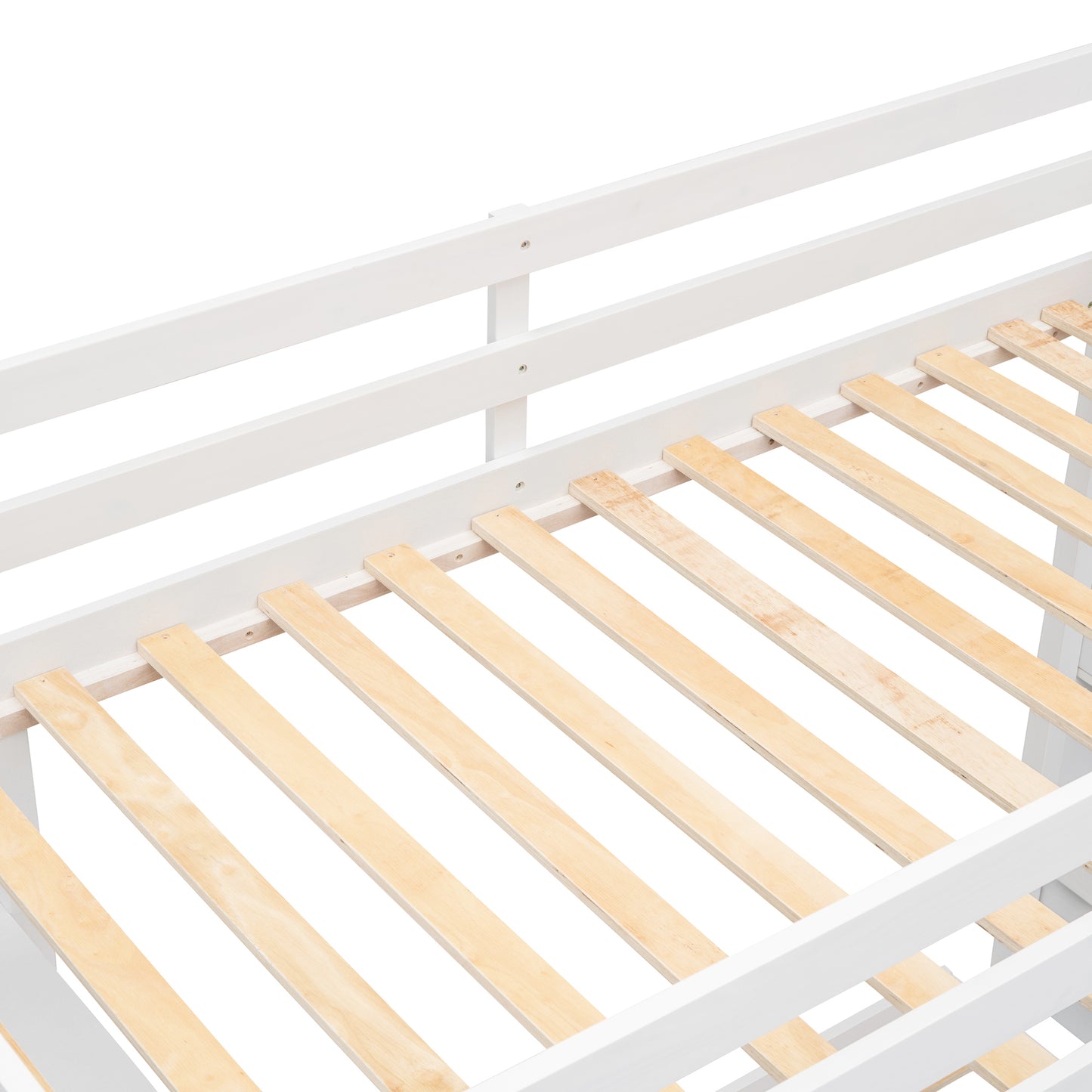 White Twin Over Full Bunk Bed with Storage Stairs & Drawers for Space-Saving Solution