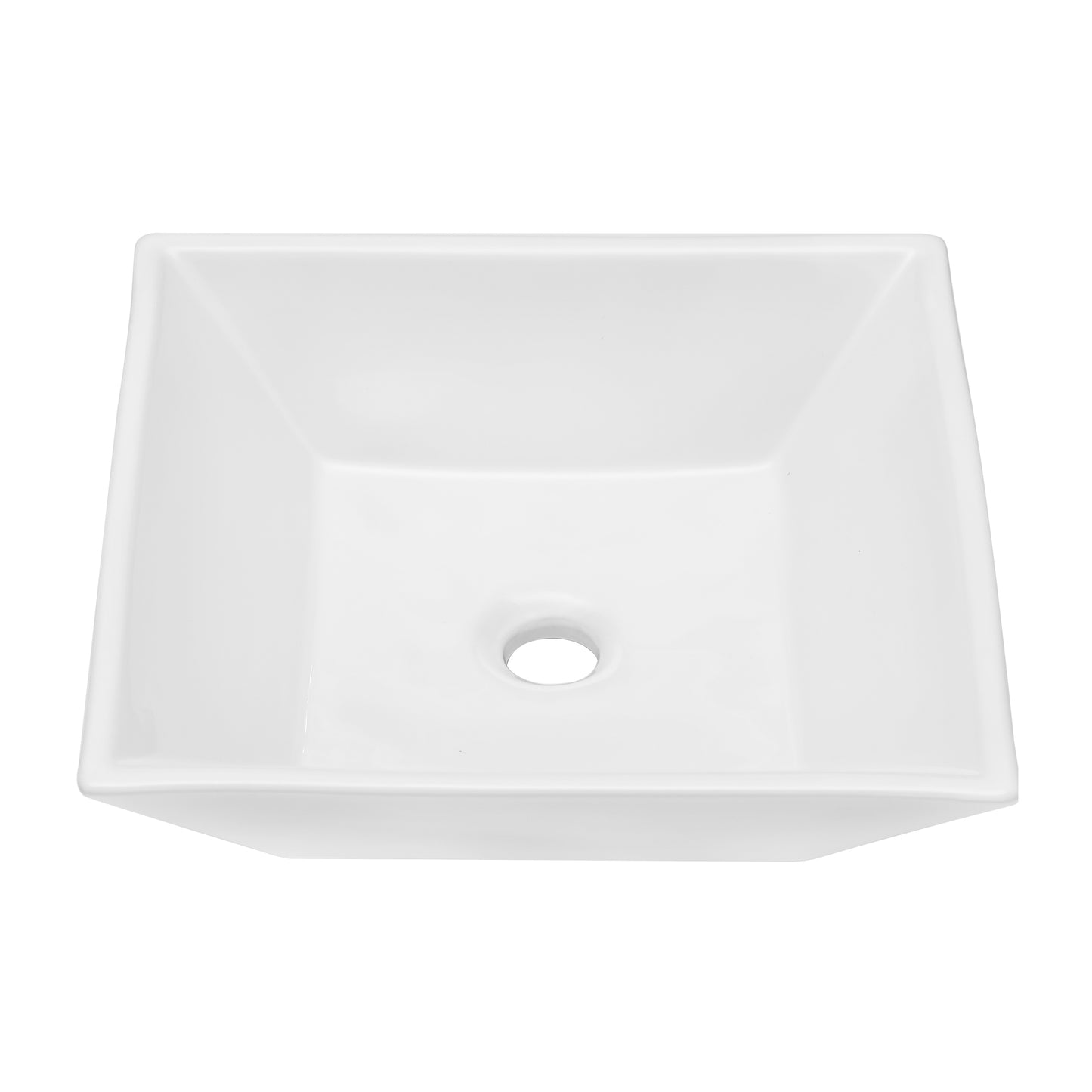 16x16 Inch White Ceramic Square Vessel Bathroom Sink