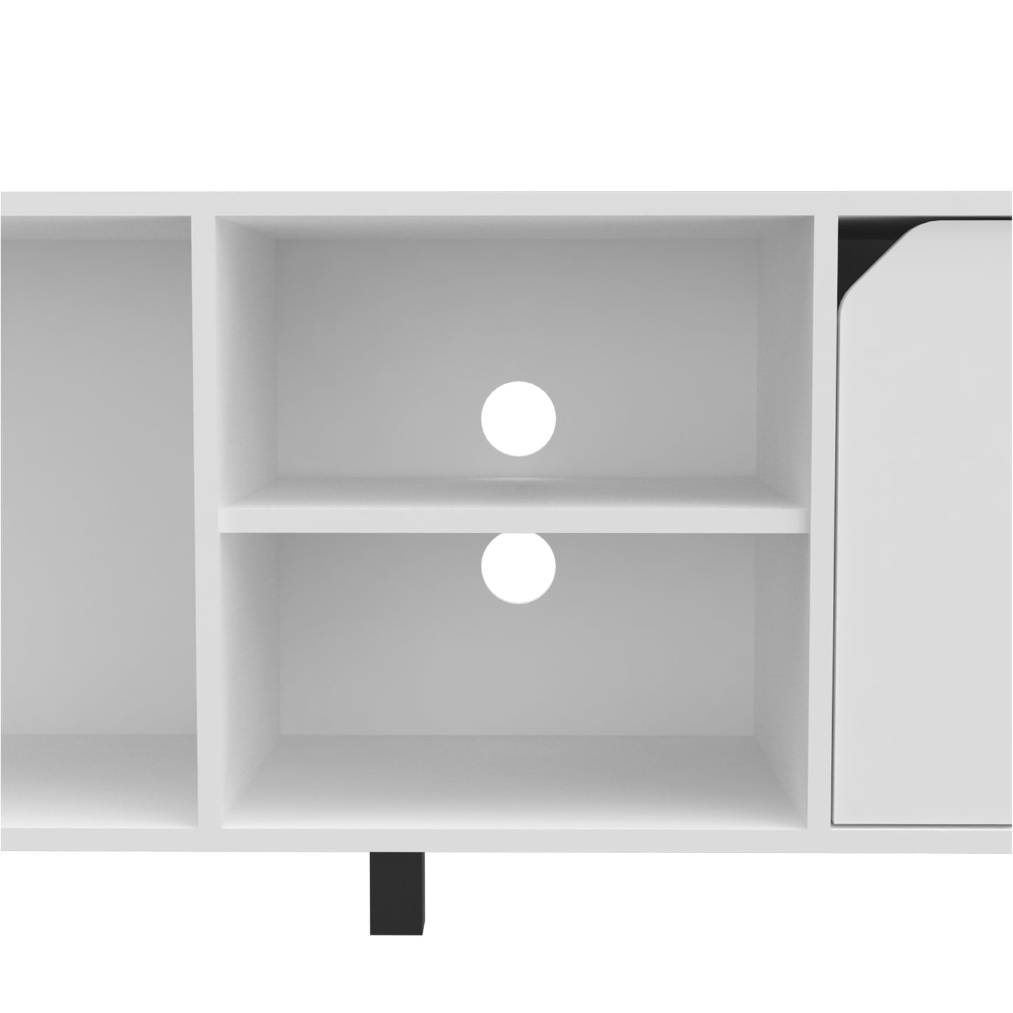 White Finish TV Stand with Four Open Shelves - 70 Inch Capacity