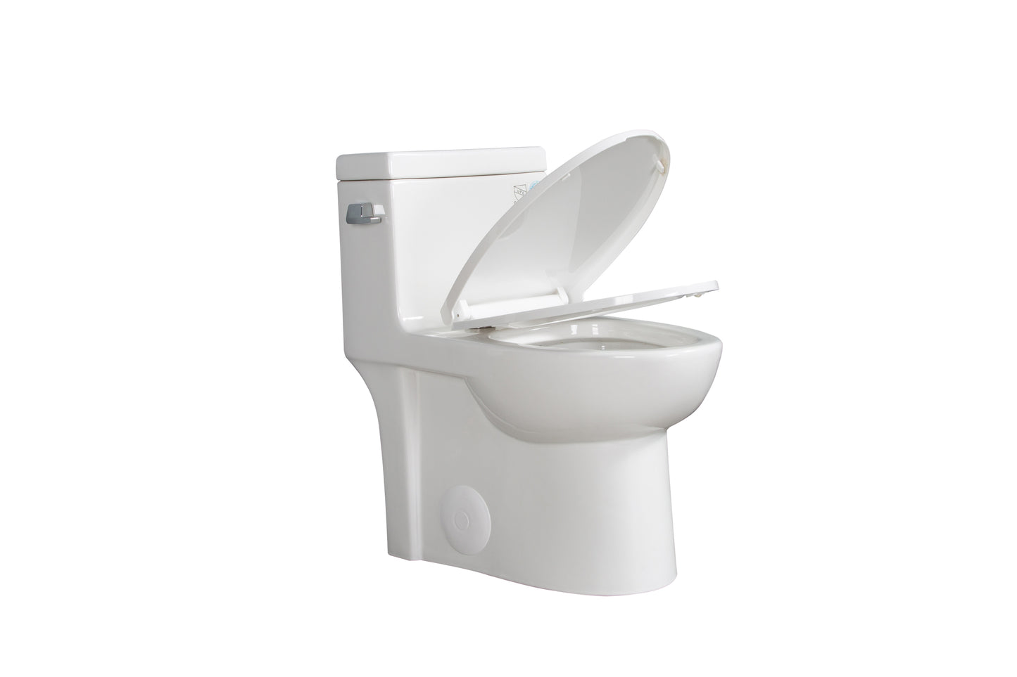 15 1/8 Inch 1.28 GPF 1-Piece Elongated Toilet with Soft-Close Seat - Gloss White  23T03-GW