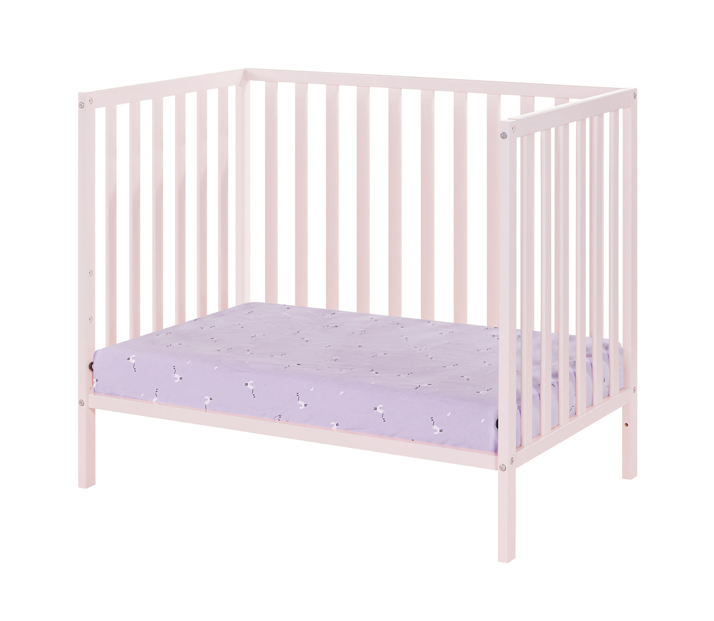 Palmer 3-in-1 Convertible Mini Crib Pastel Pink w/ Mattress Pad