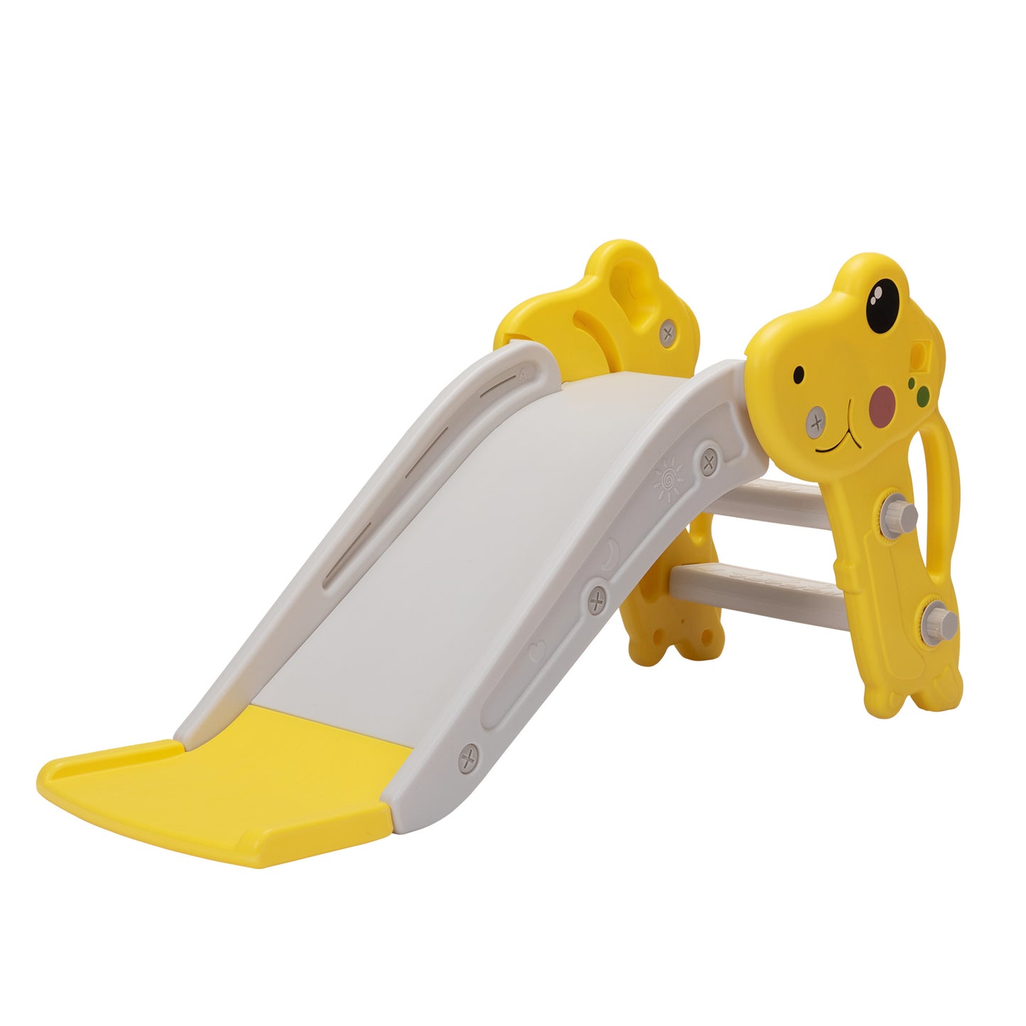 Yellow and Gray Kids Slide with Basketball Hoop for Indoor and Outdoor Play