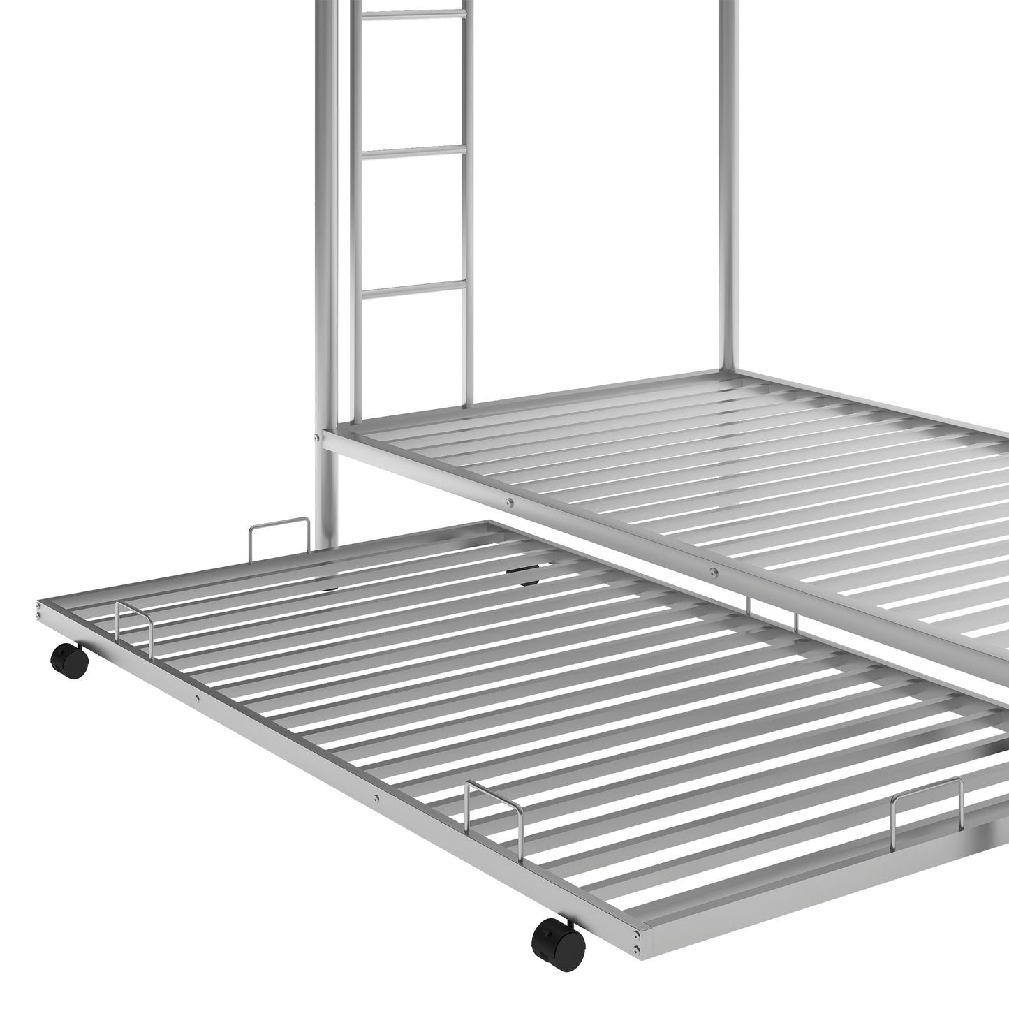 Silver Metal Twin Bunk Bed with Trundle - Smart Space-Saving Solution