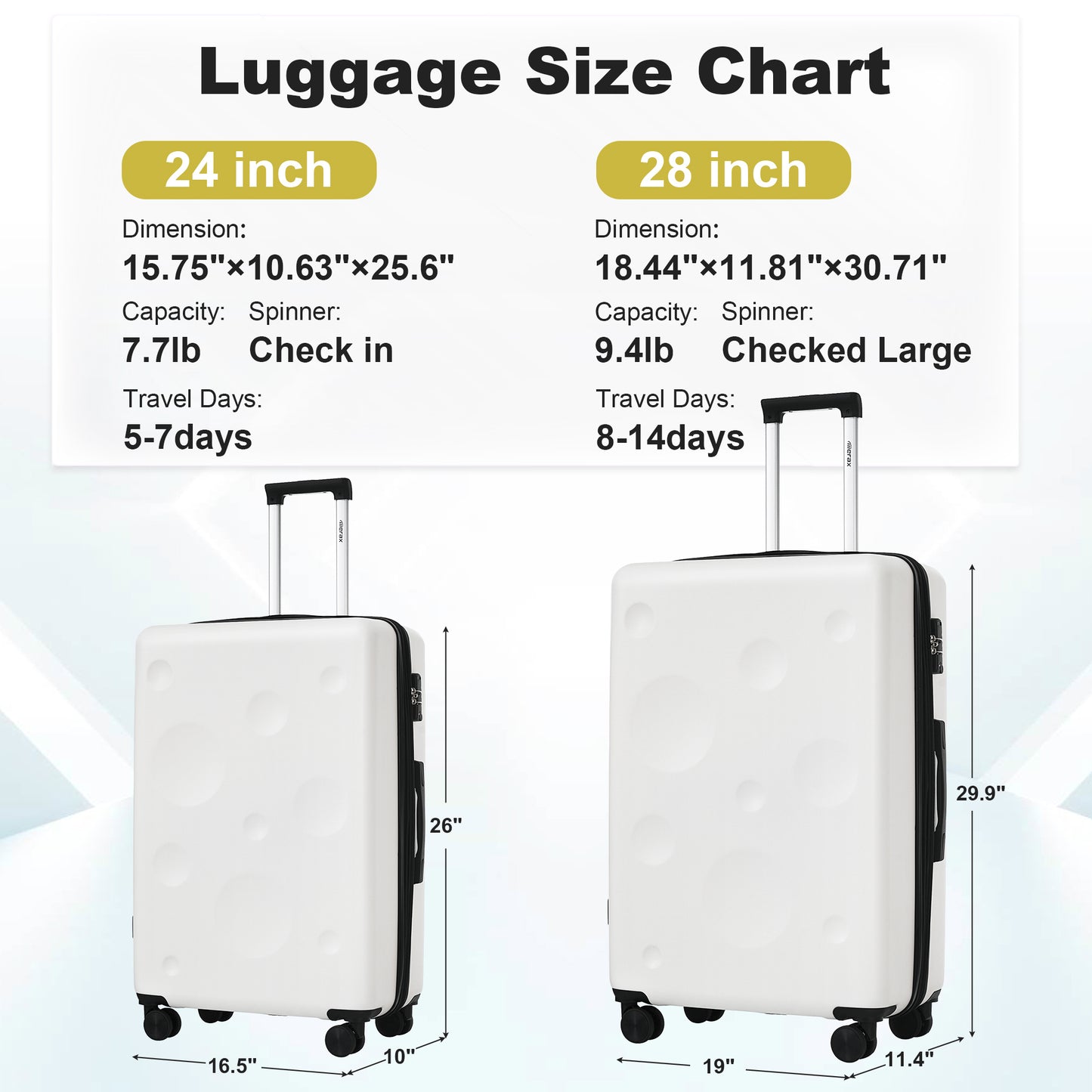 Hardshell Luggage Sets 2 Pieces 24"+28" Expandable Luggages Spinner Suitcase with TSA Lock Lightweight