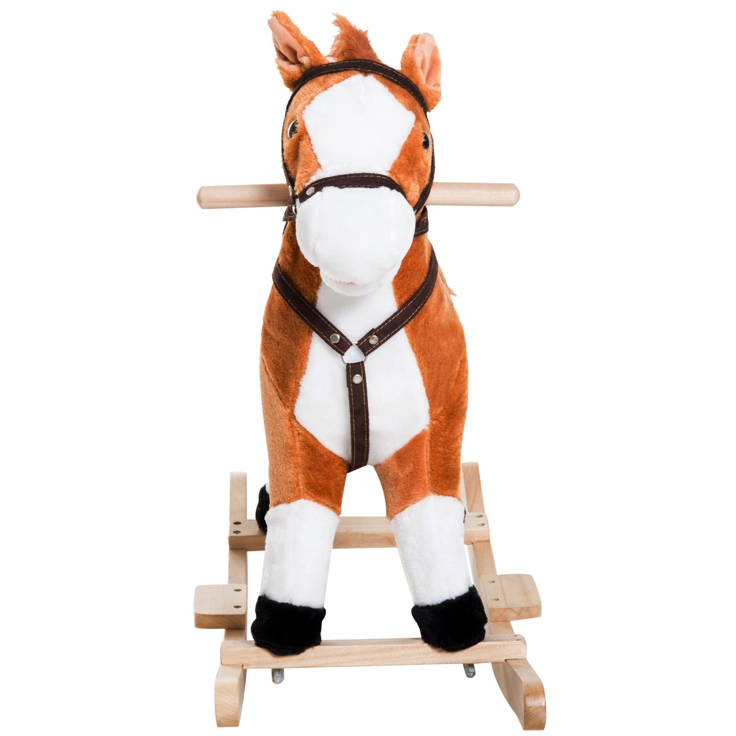 Kids Plush Toy Rocking Horse Ride on with Realistic Sounds -  Brown