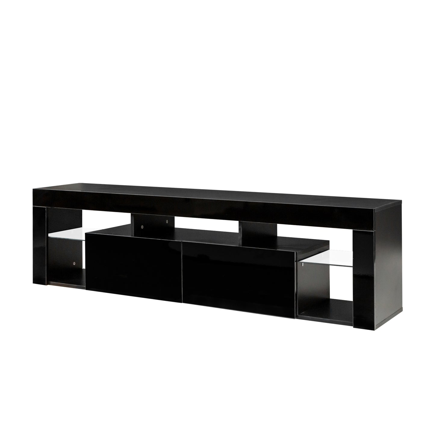 LED Wall Mounted TV Stand with Storage and Remote Control - Black