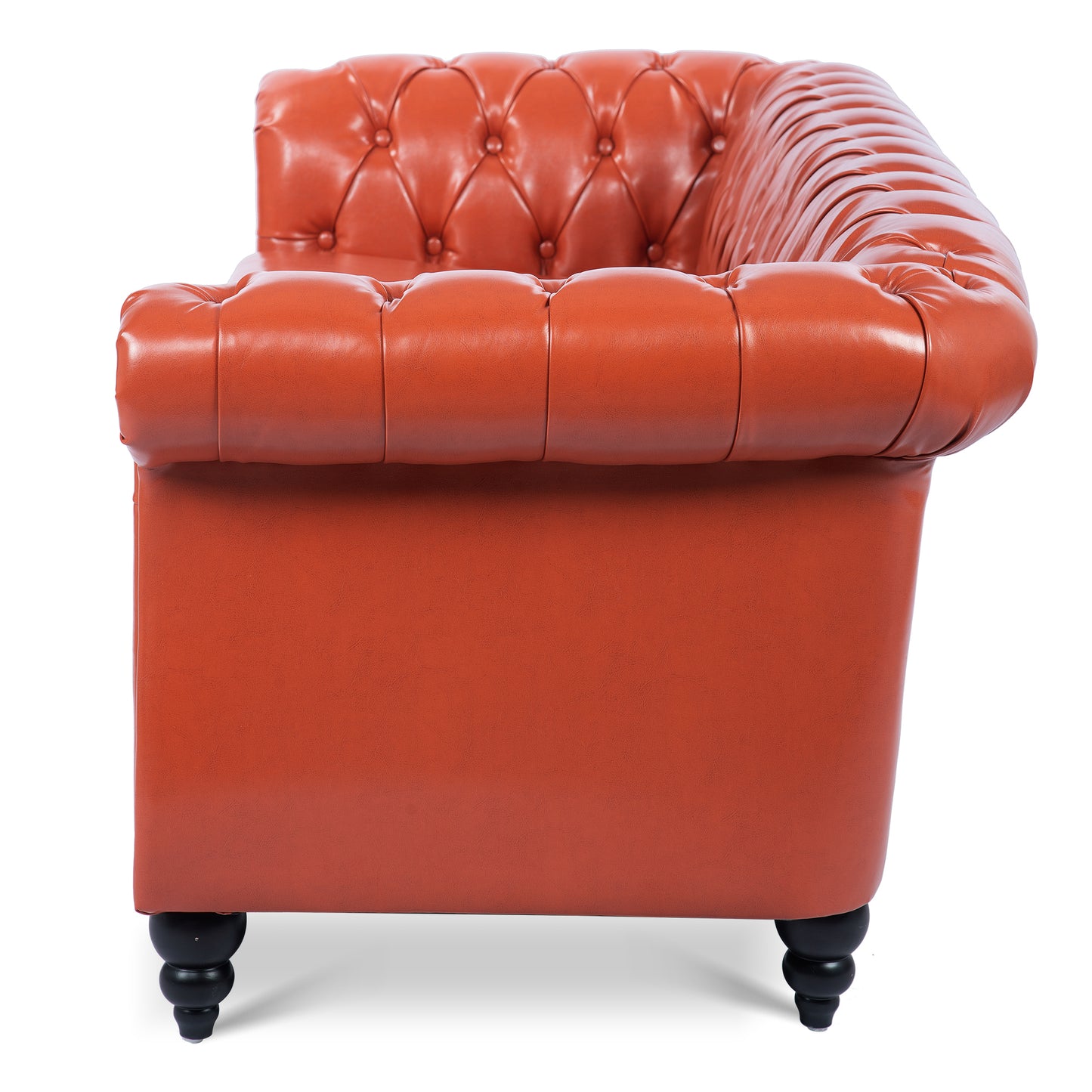 Classic Design 3-Seater Sofa with Rolled Arms and Chesterfield Look