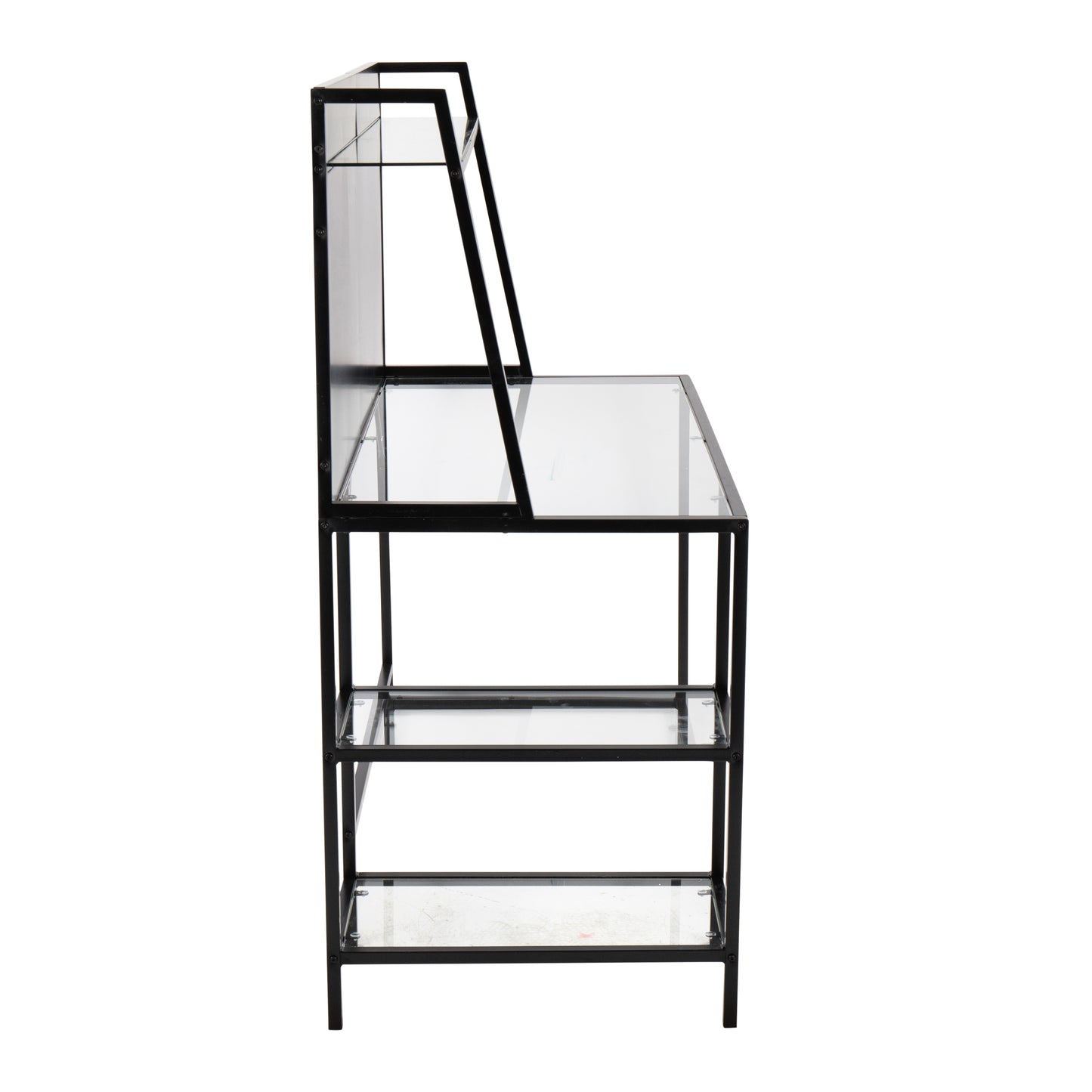 LumiSource Modern Clear Glass and Black Metal Desk