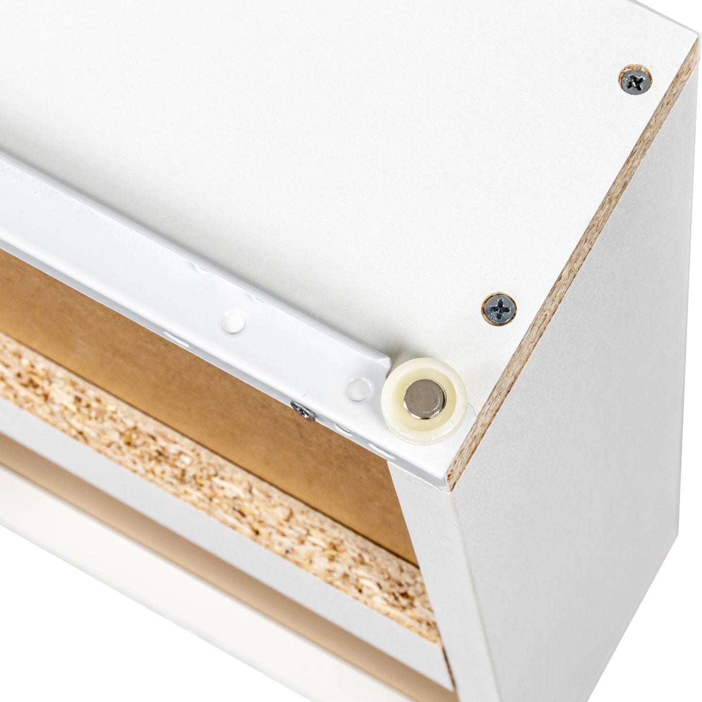 Contemporary White Nightstand with LED Lit Drawers