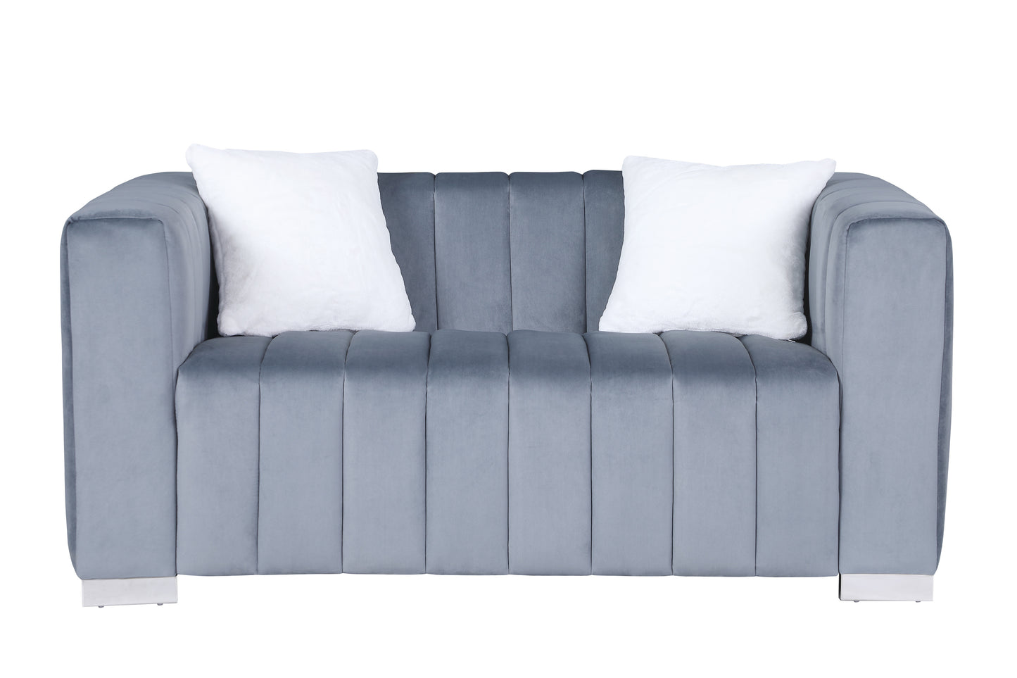 A modern  channel sofa  take on a traditional Chesterfield,Grey color,loveseater