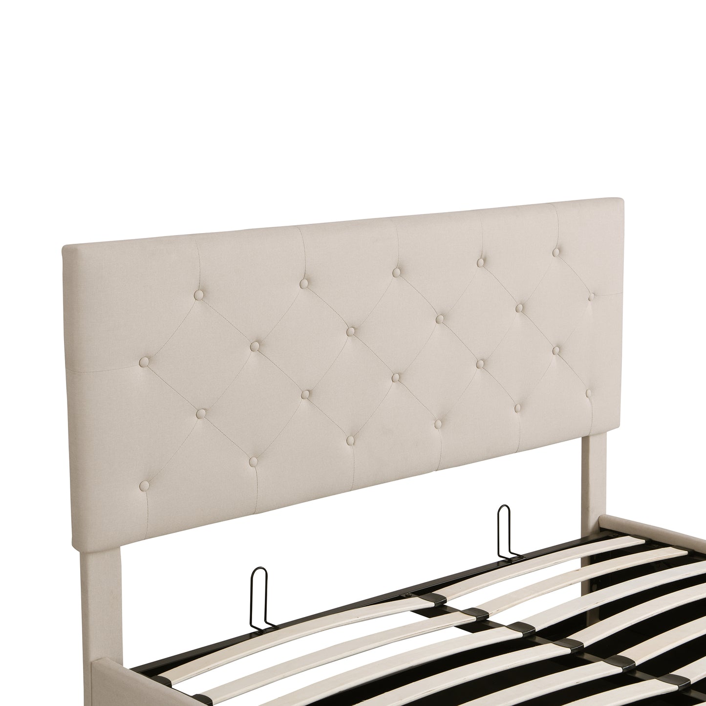 Queen size Upholstered Platform bed with a Hydraulic Storage System - Beige