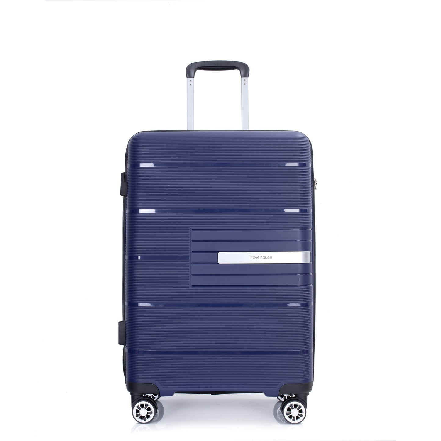 Hardshell Suitcase Double Spinner Wheels PP Luggage Sets Lightweight Durable Suitcase with TSA Lock,3-Piece Set (20/24/28) , Navy