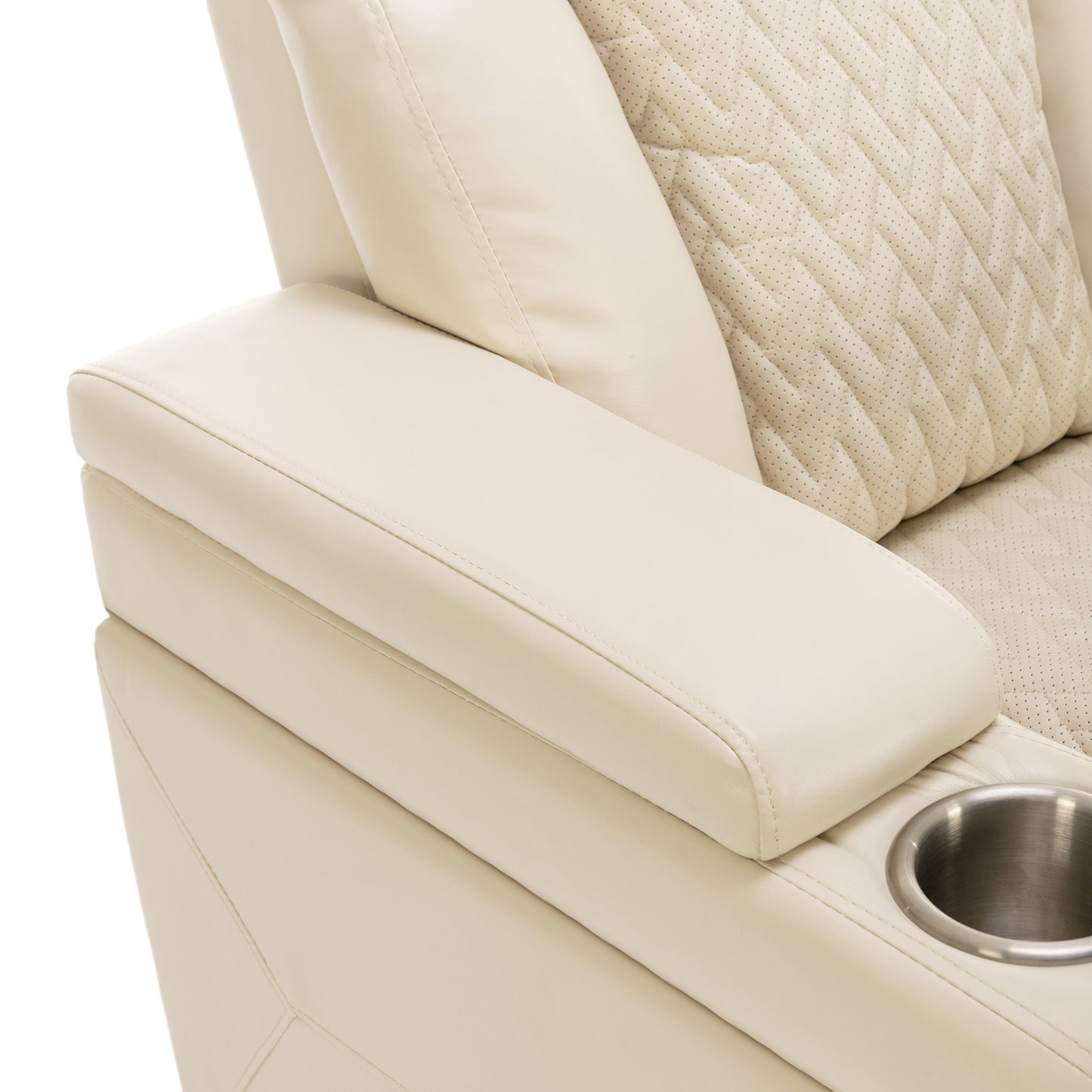 Power Recliner with Swivel, Cup Holder, USB Port, and Tray Table, White