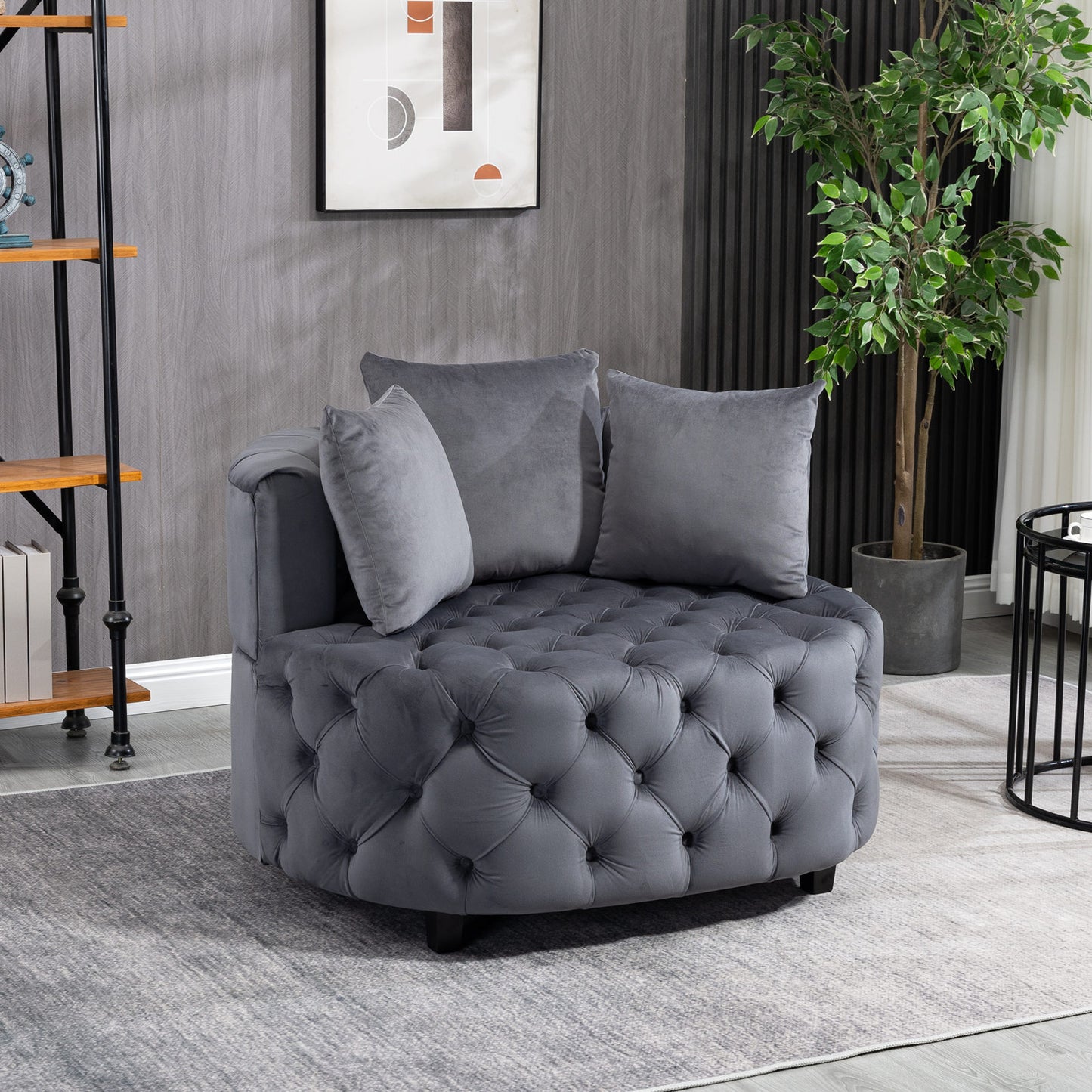 A&A Furniture,Accent Chair / Classical Barrel Chair for living room / Modern Leisure Chair (Grey)