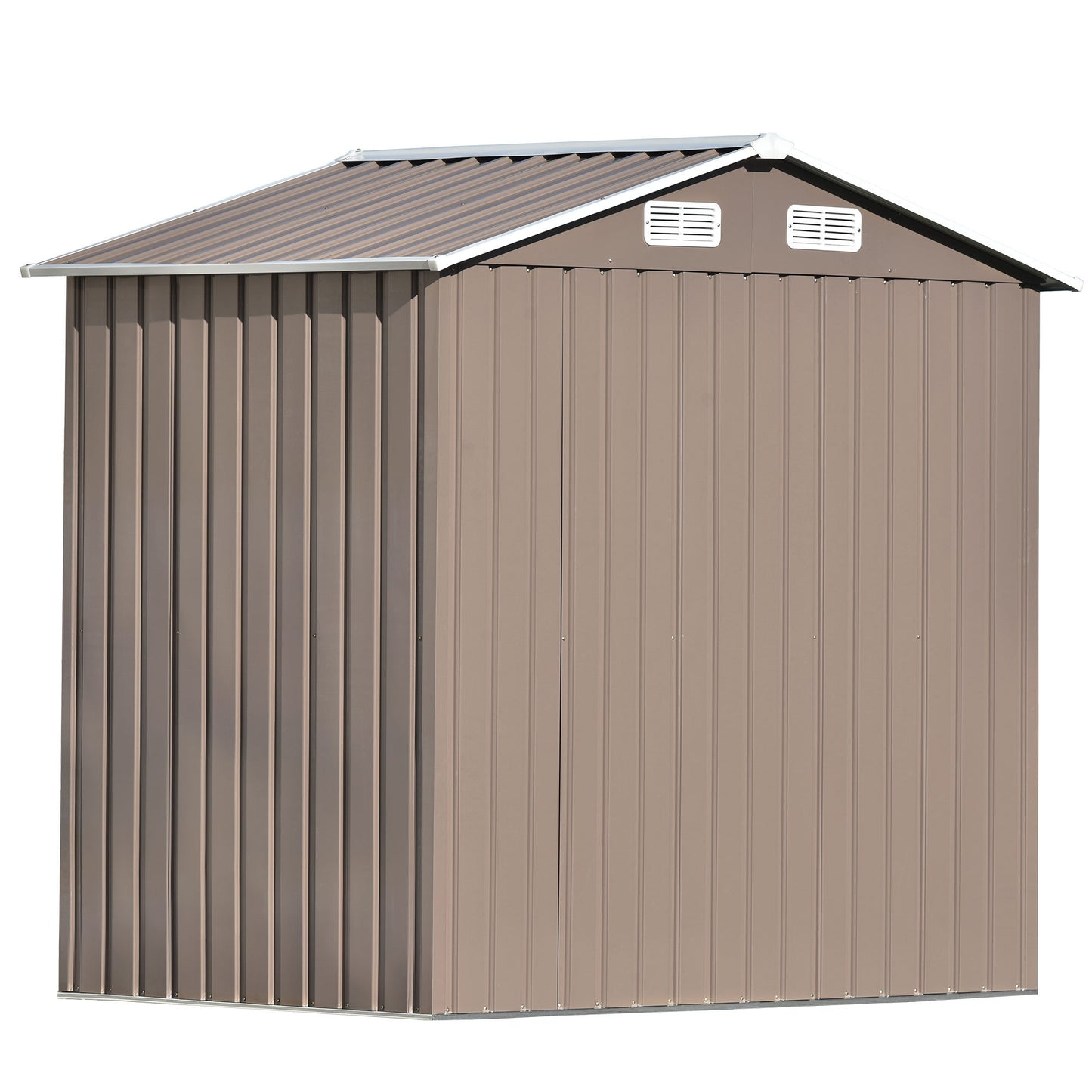 Patio 6ft x4ft Bike Shed Garden Shed, Metal Storage Shed with Lockable Door, Tool Cabinet with Vents and Foundation for Backyard, Lawn, Garden, Brown