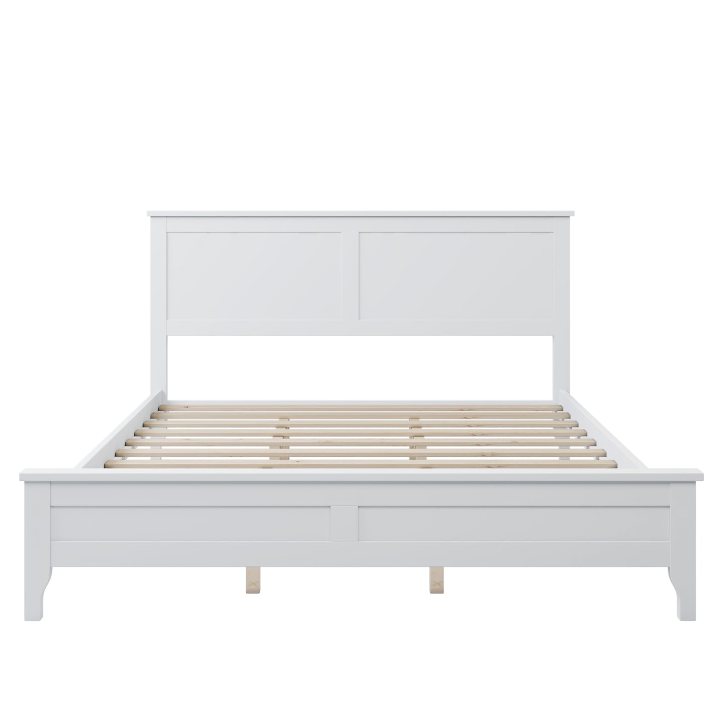 Modern White Solid Wood Queen Platform Bed