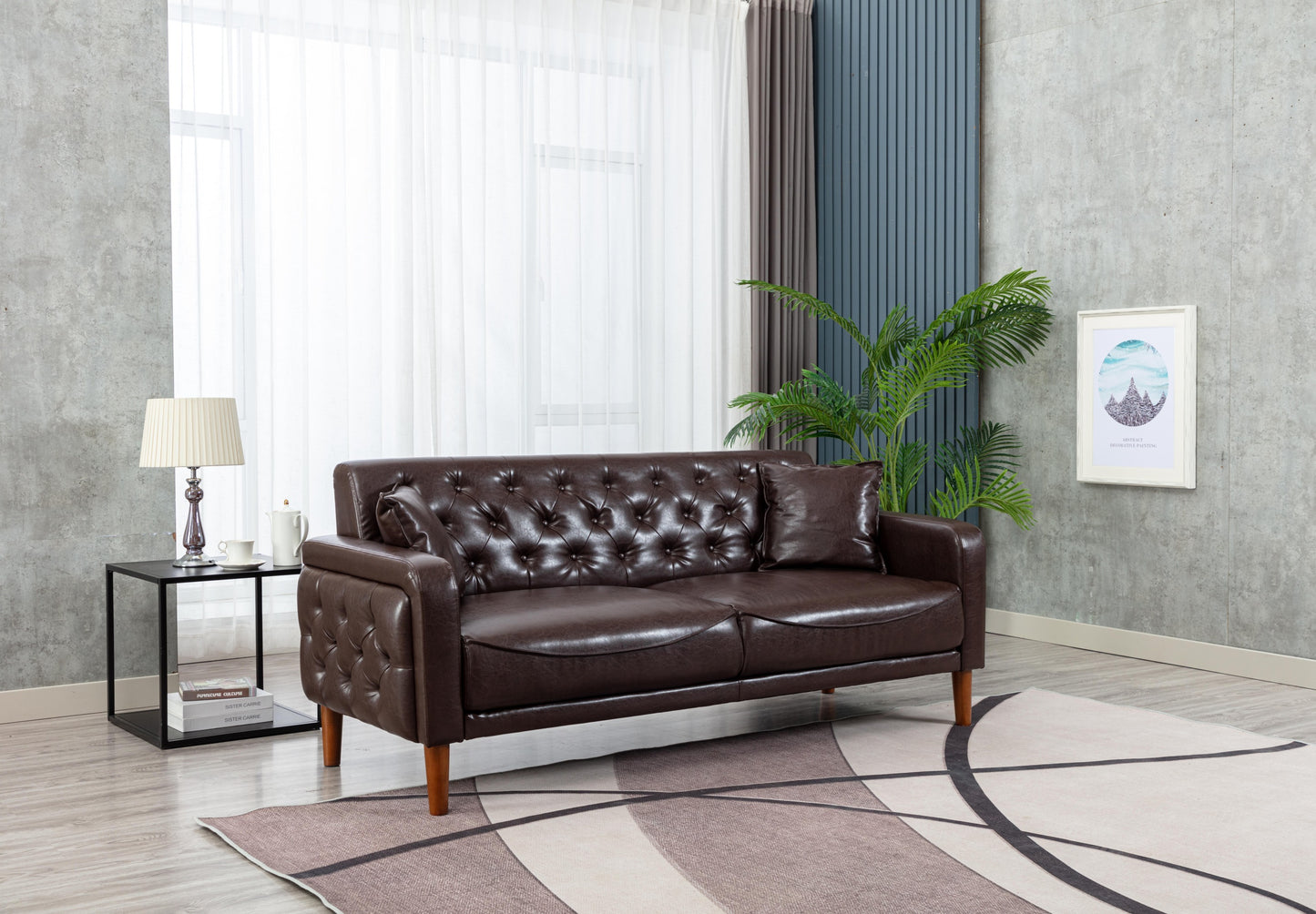 Luxurious Brown PU Leather Sofa - 2047 Edition