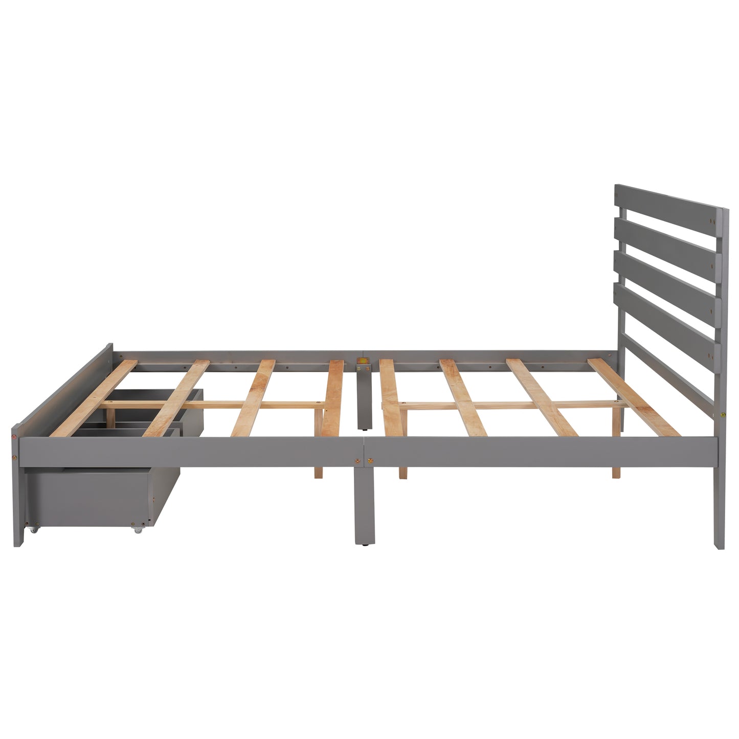 Queen Size Platform Bed with Drawers, Gray(New SKU:WF288469AAE)