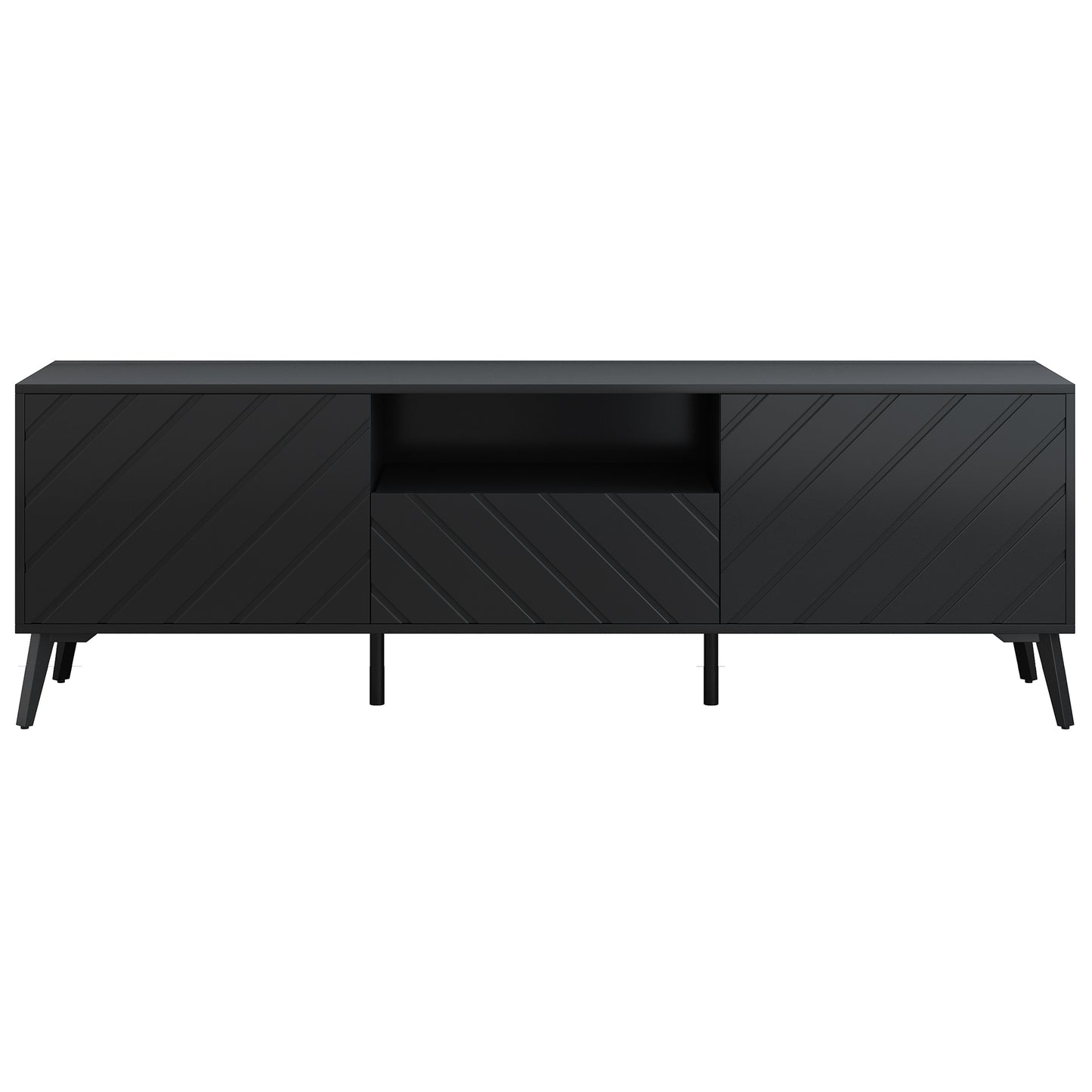 Sleek TV Console Stand with Adjustable Shelves and Drawer for Living Room