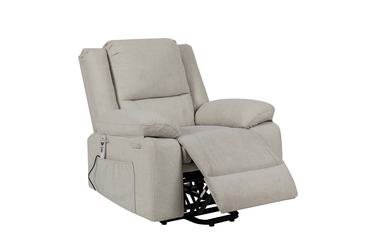 Electric Power Recliner Chair with Multi-Function Massage and Remote Control - Beige - Enhanced Comfort and Mobility Support