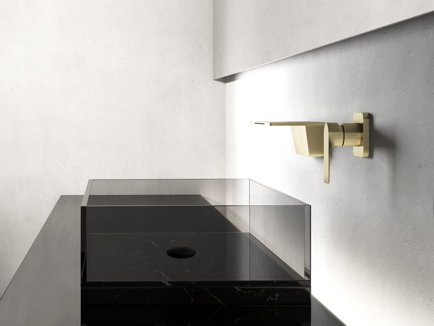 Gold Tone Waterfall Bathroom Sink Faucet